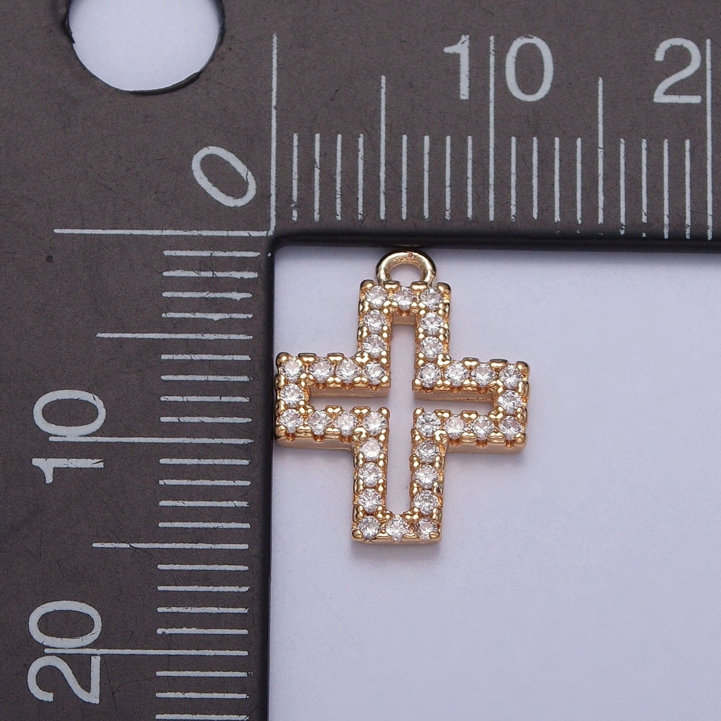 16K Gold Plated Dainty Cross Charms, Micro Pave CZ Minimalistic Cross, Religious Jewelry, Simple Gold Cross Charm Add on Pendant | X-253