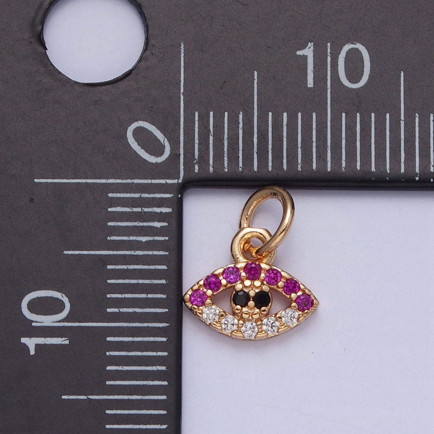 16K Gold Filled Mini Clear/Colored Evil Eye Pendant Micro Pave Cubic Zarconia CZ Stones for Bracelet Necklace Jewelry Finding | X-234, X-235