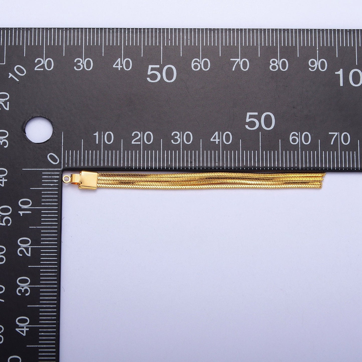 66.0mm Gold Four Box Chain Tassels Charm, Jewelry Supply For DIY Making | L-836