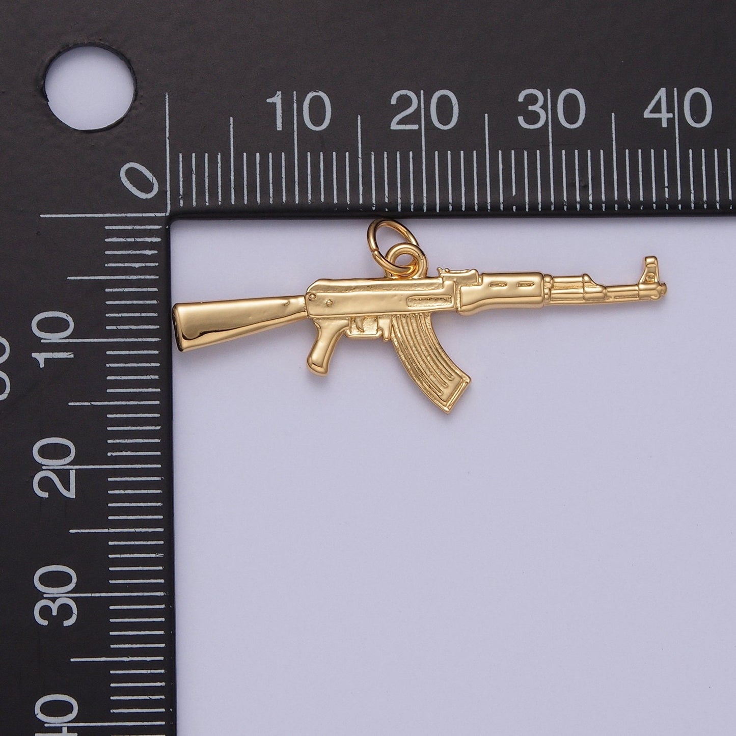 AK-47 Gun Pendant 24K Gold Plated Gun Charm, Necklace Bracelet Charm Pendant | X-146