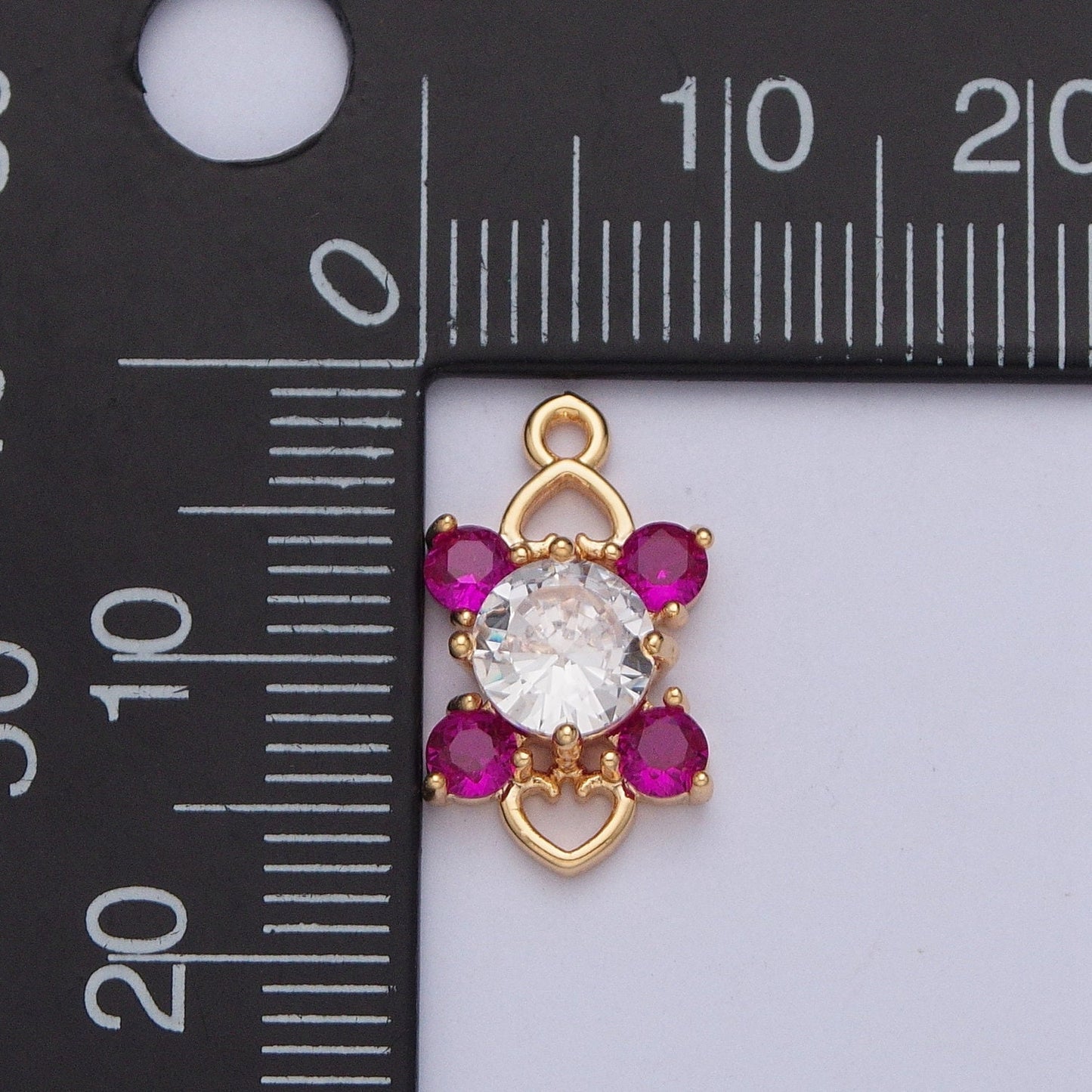 Dainty Gold 4-Pointed Side Stars Colored/Clear Charm Love Heart Link Micro Pave Cubic Zarconia CZ Stones for Necklace Jewelry | X-211~X-214