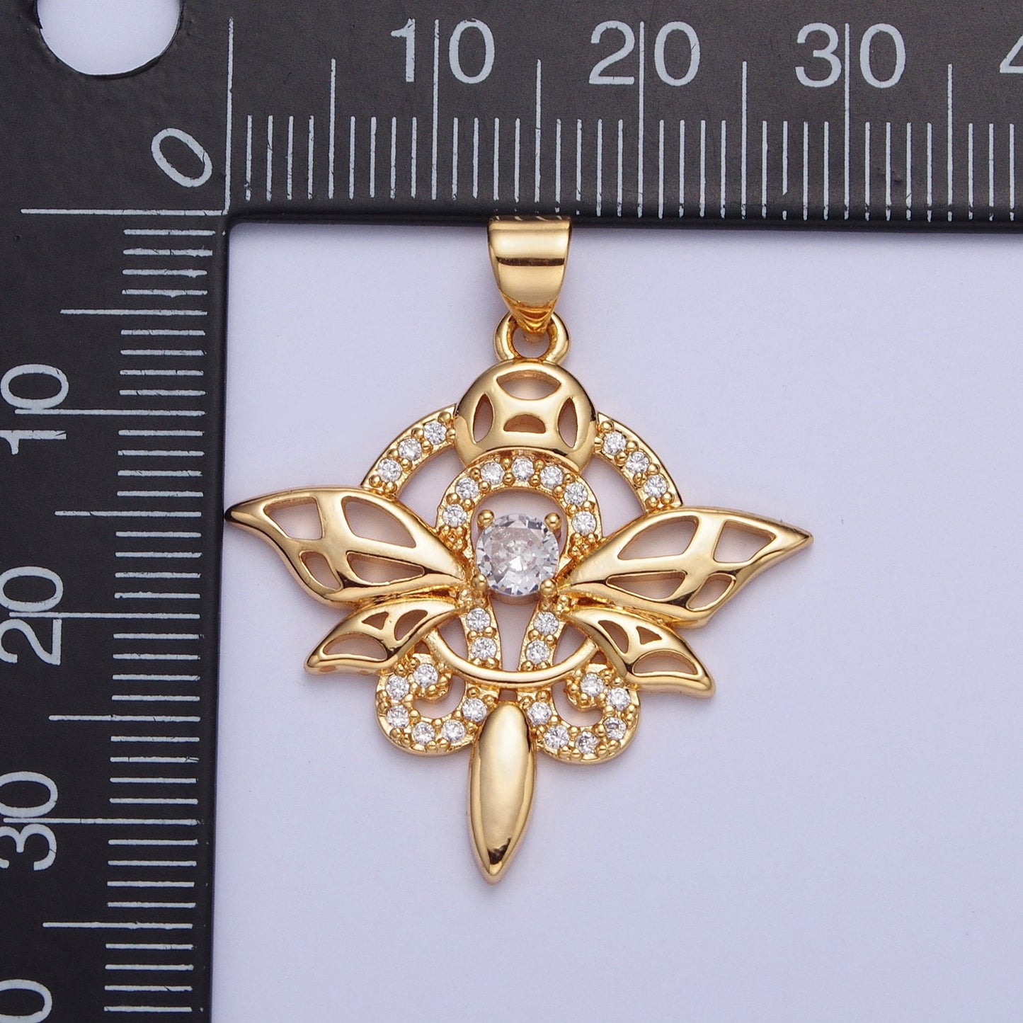 Dainty Micro Pave Cubic Zirconia CZ Insect Dragonfly Butterfly Pendant, Winged Animals Charms For Jewelry Making | X-442
