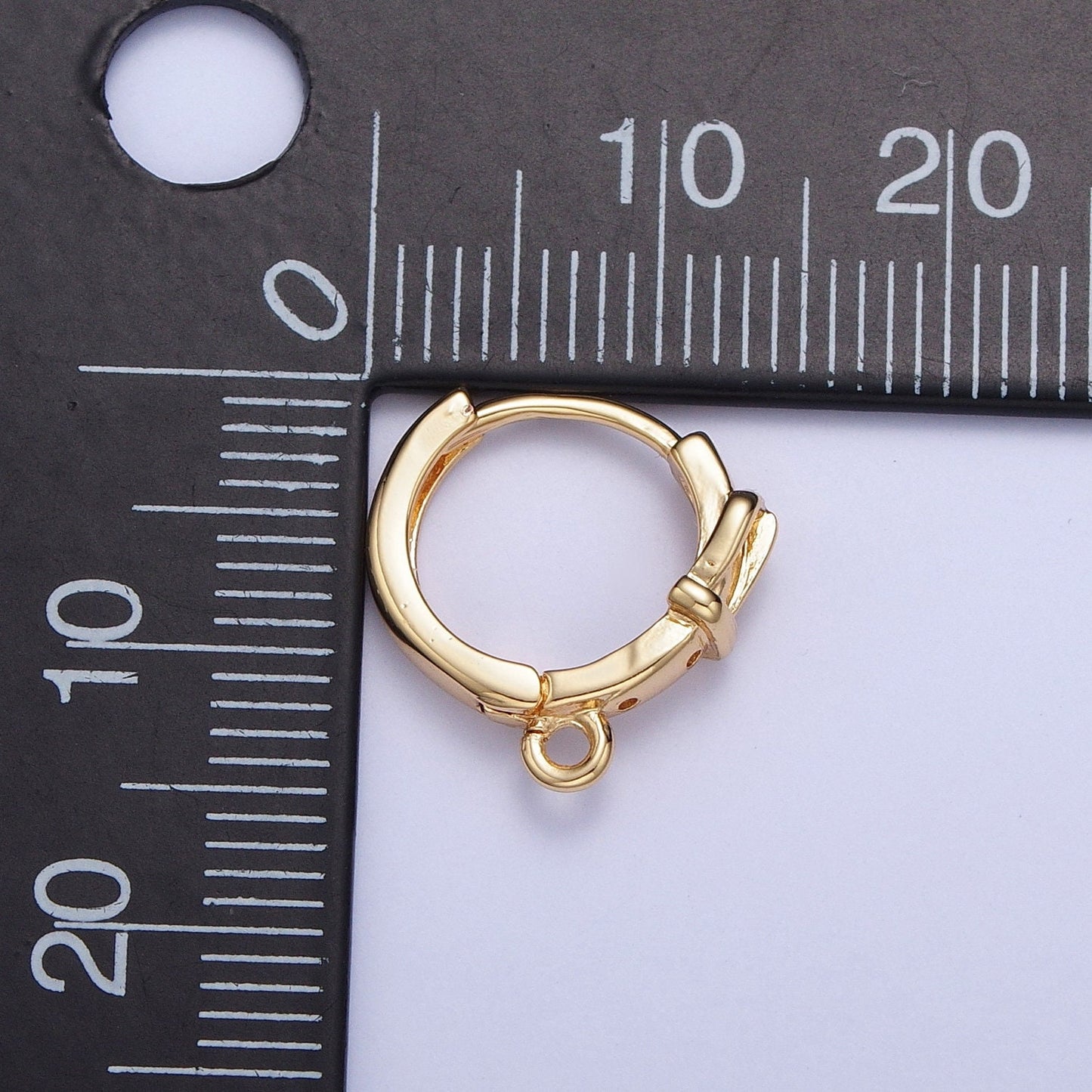 24K Gold Plated Round Circular Hoop Huggie w/ Open Link Lever Hoop Earring Making, 14.7mmx13.9mm, Earring Charm Making Findings | L-812