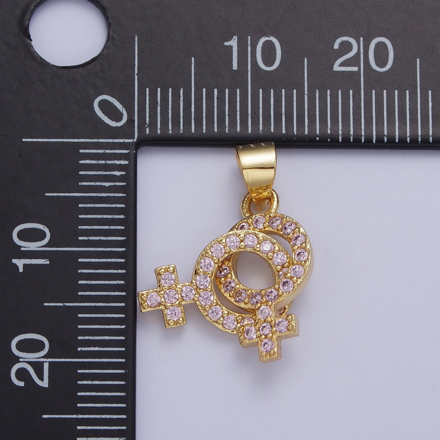 Micro Pave Lesbian Charm 24K Gold Filled Lesbian Jewelry, Pride Necklace Bracelet Pendant Lesbian Couple Necklace | X-422