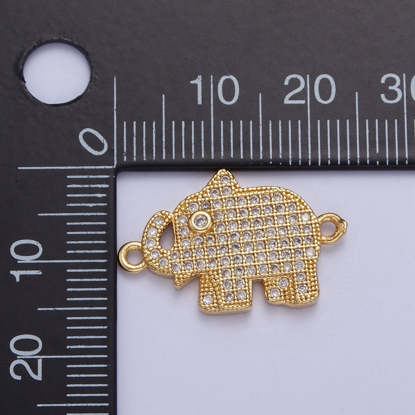 Gold Pave Cute Elephant Link Connector, 24K Gold Filled Dumbo Charm for Necklace Bracelet Component | F-485