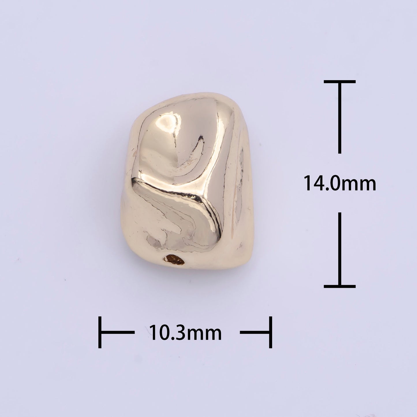 Tiny Abstract Dented Geometric 13.7mm x 10.4mm Bead Spacer, 14K Gold Plated Crushed Abstract Bead Spacer for DIY Jewelry Making | B-118