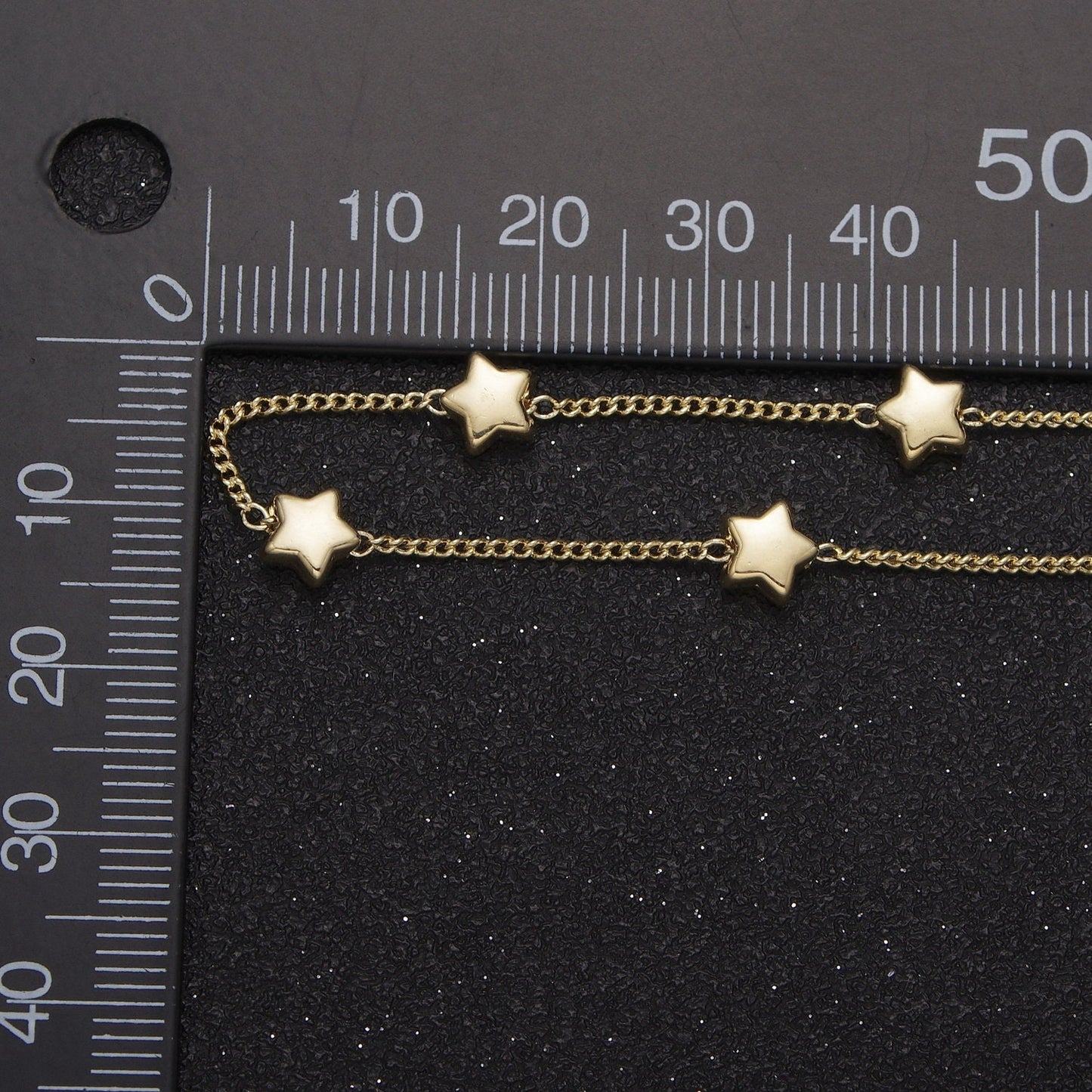 Unfinished Gold Stars Beaded Satellite Chain by Yard, 24K Gold Plated CCB Wholesale Bulk Satellite Roll Chain | ROLL-837