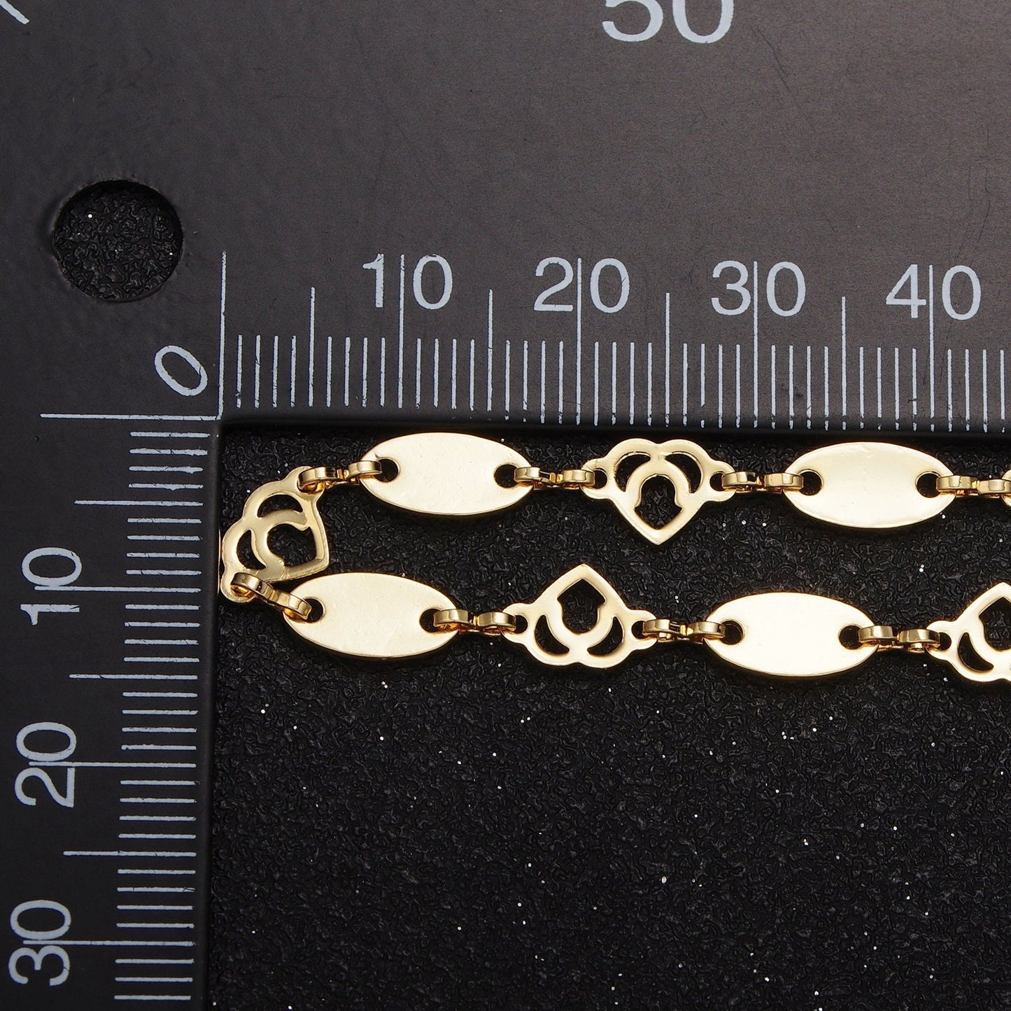 24K Gold Filled 6.0mm Unfinished Oval Anchor Chain & Hearts w. Figure Eight Connector Bulk Wholesale Roll Chain by Yard | ROLL-858