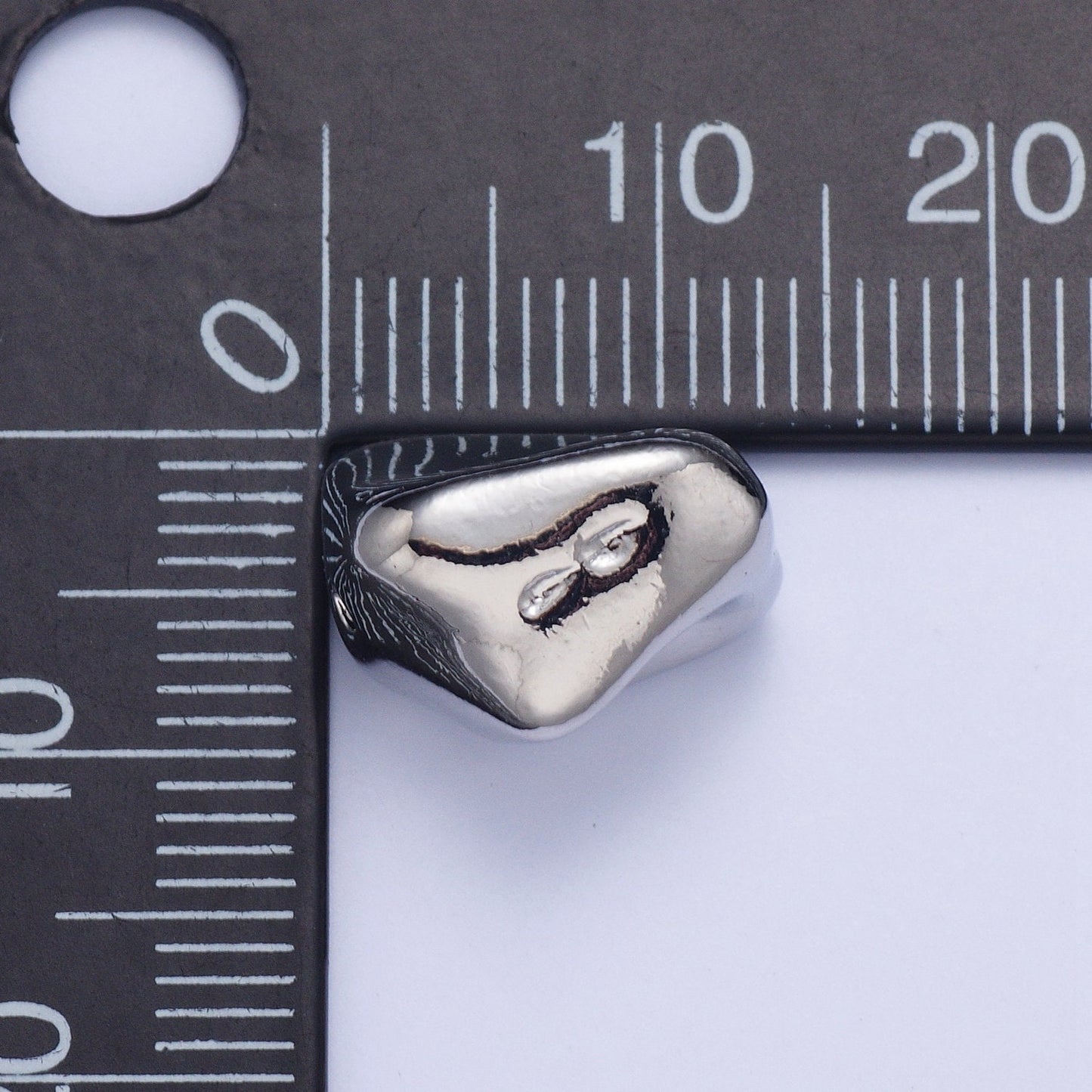 Tiny Abstract Geometric Dented Shape 12.8x9.0mm Bead Spacer, Gold Silver Plated Geometric Bead Spacer for DIY Jewelry Making | W-924, W-925