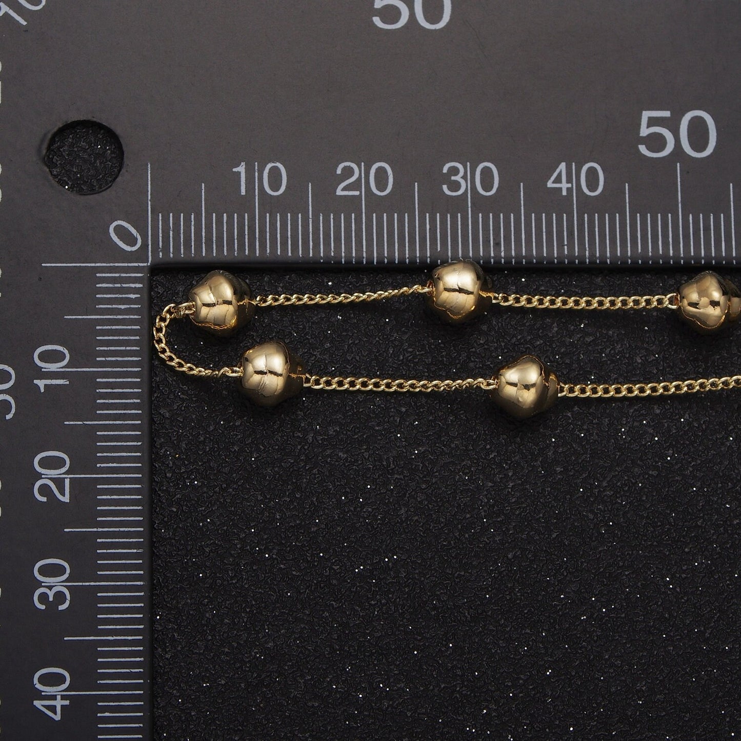 Unfinished Gold Geometric Beaded Satellite Chain by Yard, 24K Gold Plated CCB Wholesale Bulk Satellite Roll Chain | ROLL-833