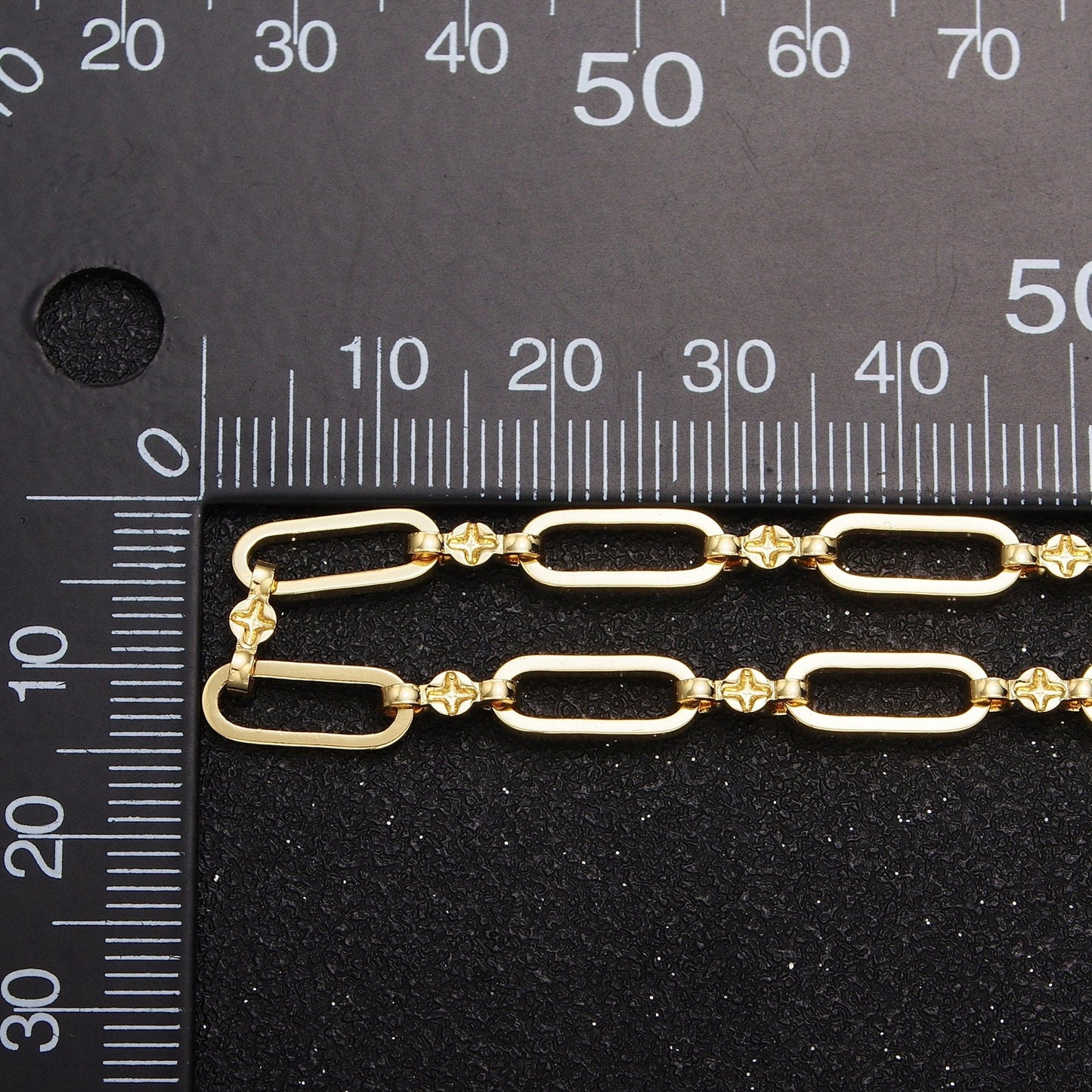 6.0mm Gold Paperclip Cable Chain w. Figure Eight North Star Connector by Yard, 24K Gold Filled Wholesale Bulk Roll Chain | ROLL-856