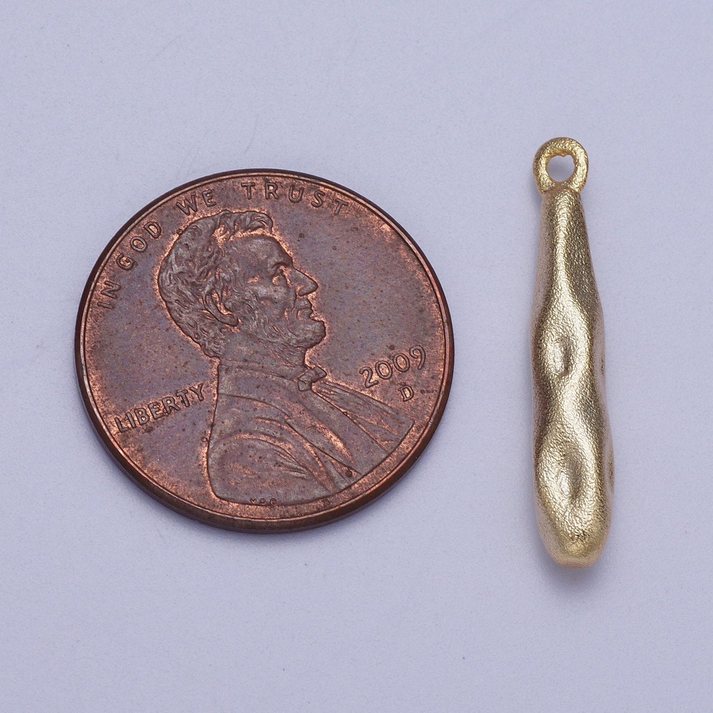 Dainty Gold Matte Stick Charms 22.6x3.9 mm