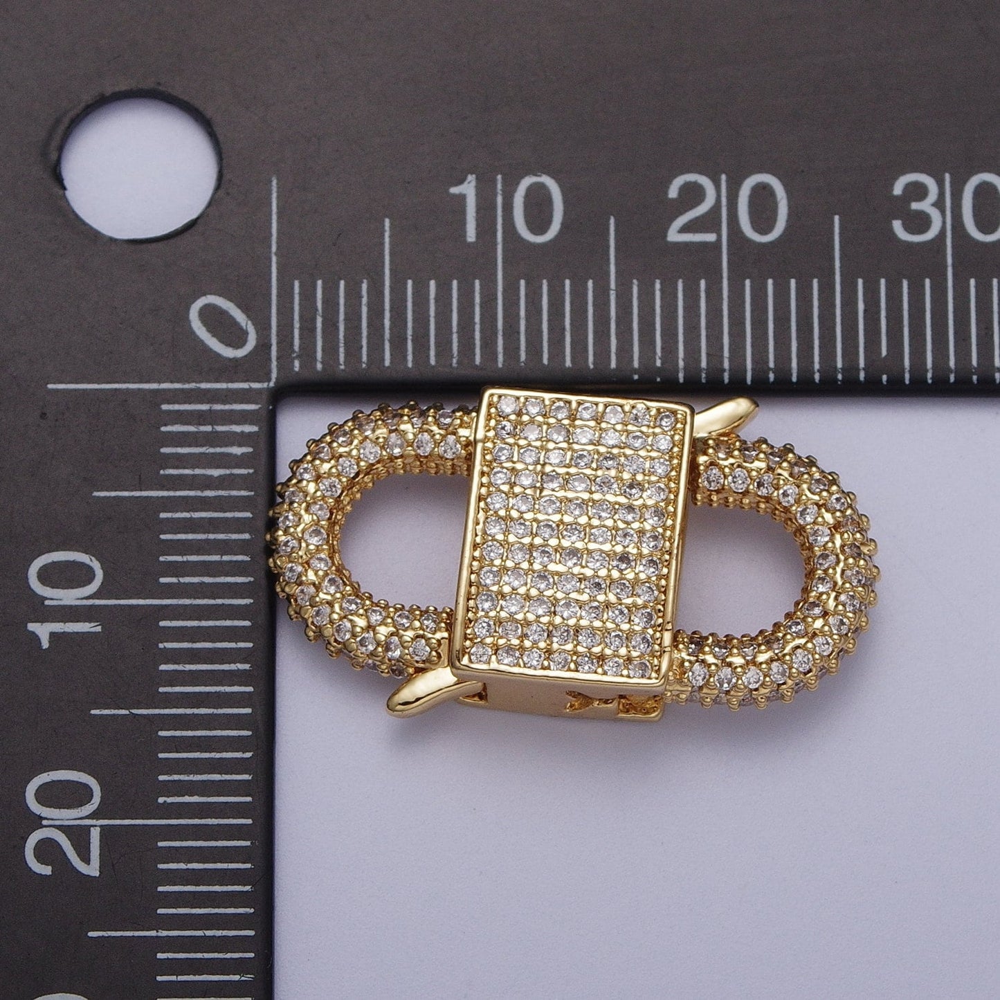 Chunky 14k Gold Filled CZ Clasp clicker Iced Out Micro Pave Clasp, 27.2x13.7mm double Clicker ends Clasp Bracelet Necklace Clicker Connector