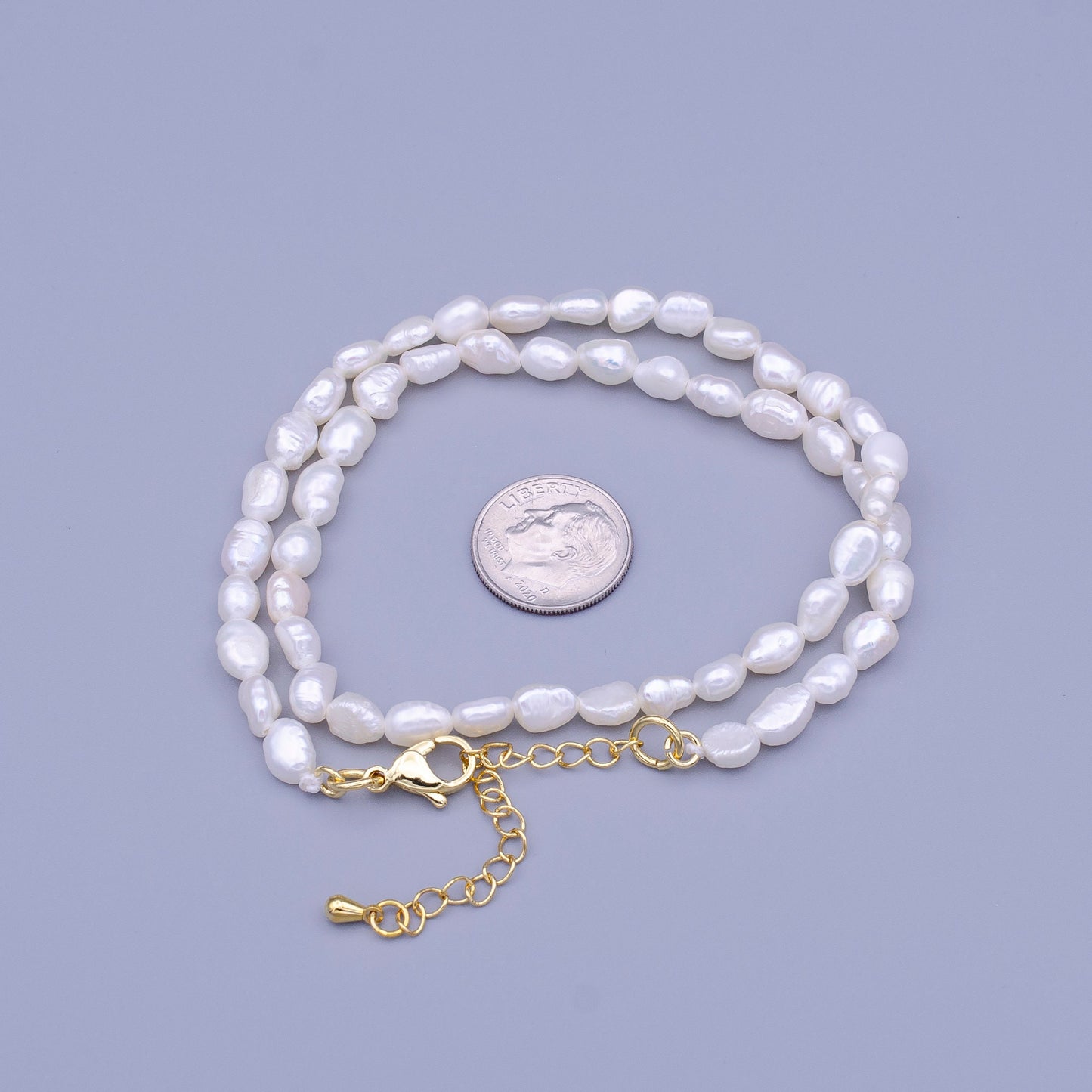 Dainty Freshwater seed pearls Choker Necklace Handmade White Pearl Necklace 14.5 inch + 2 inch Chain Extender Handmade Necklace WA1462