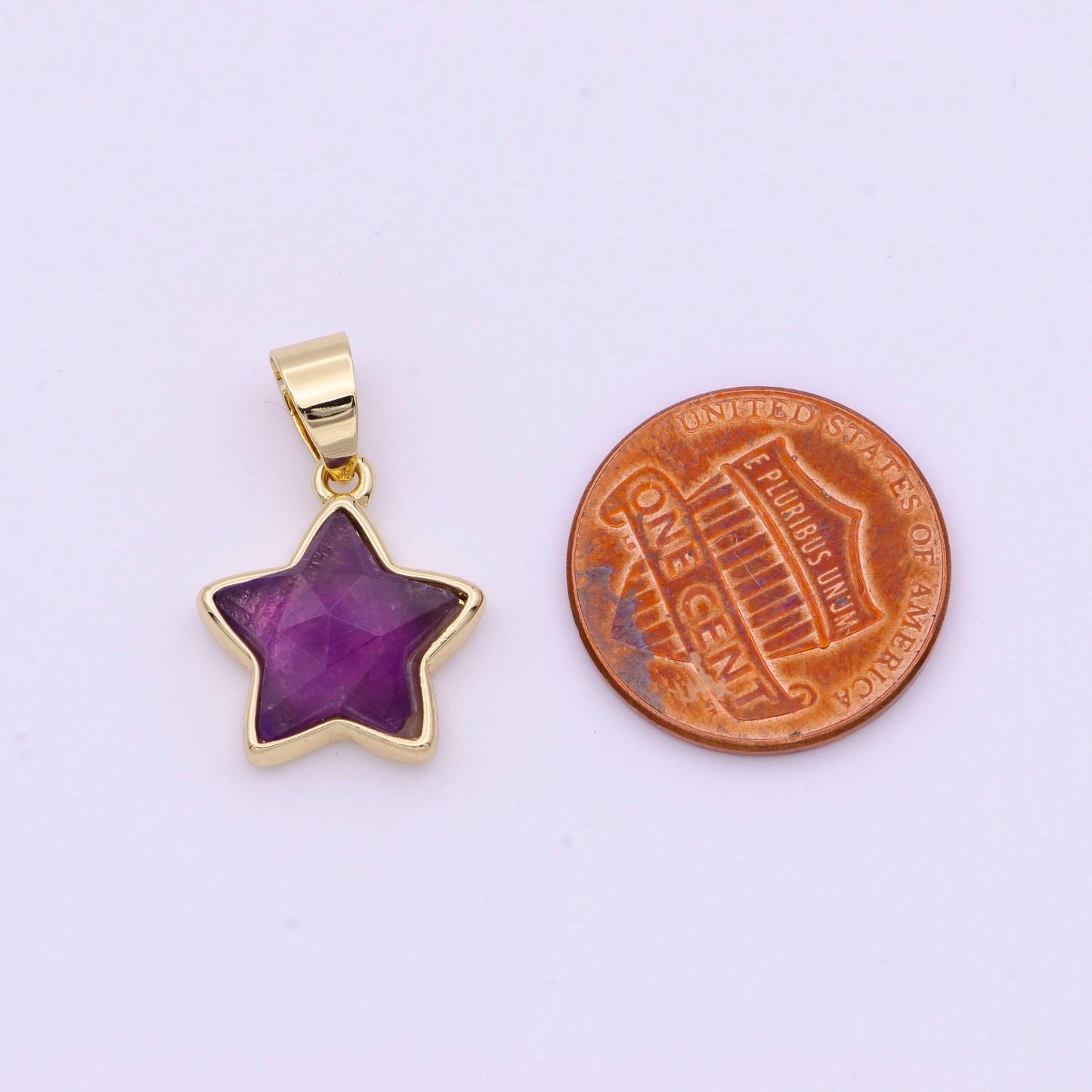 Amethyst star Pendant February birthstone, purple star Charm celestial Jewelry Inspired Gold Star Charm I-750