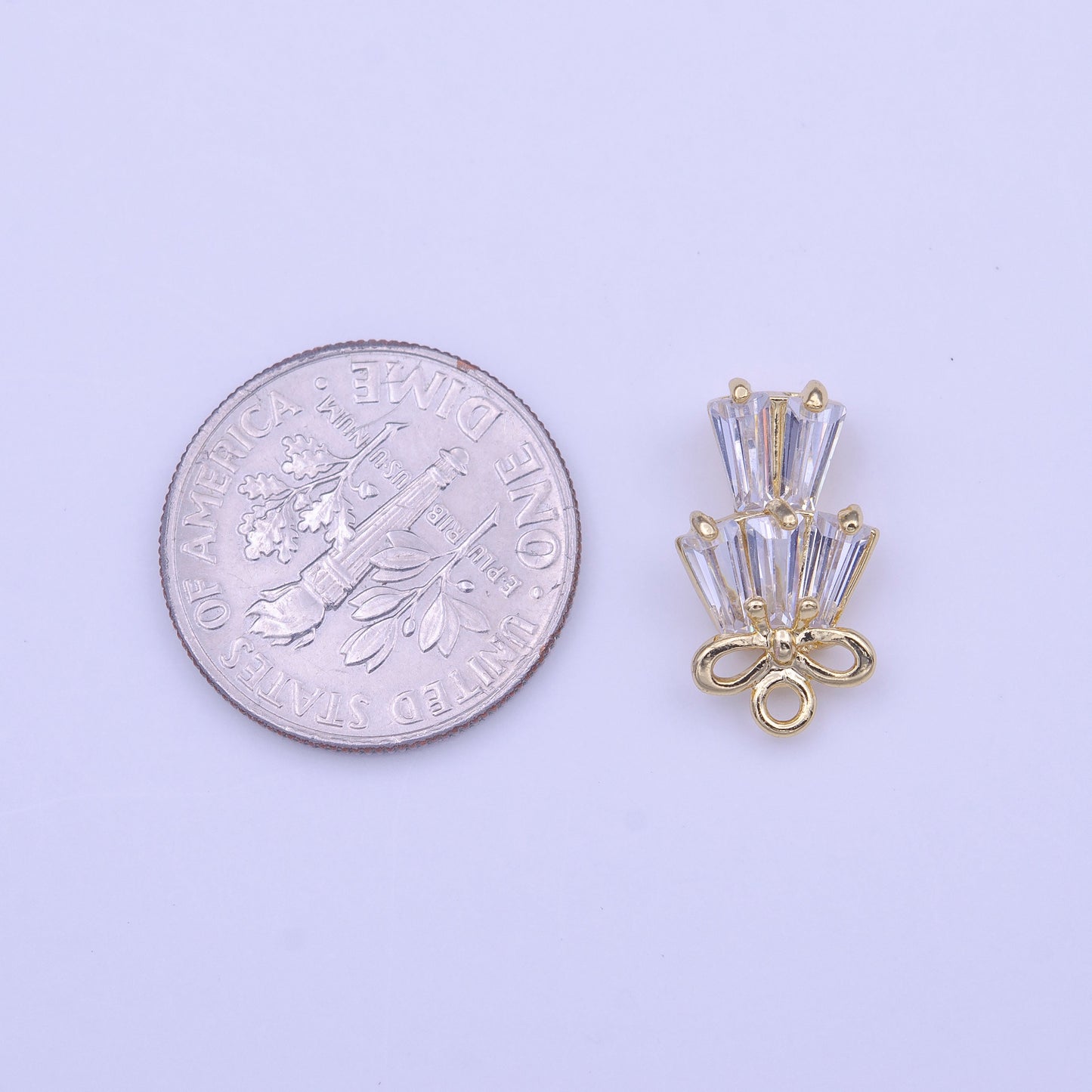 Mini Clear Baguette Add on Charm Tiny CZ Gold Charm | C473