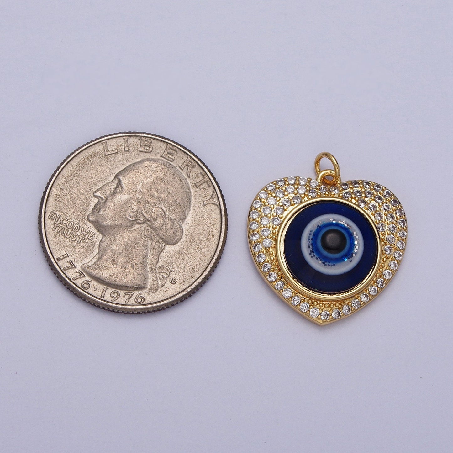 Dainty Evil Eye Heart Charm 14k Gold Filled Heart Shaped Charm Pendant, Micro Pave Enamel Evil Eye Jewelry, protection Ra eye C896