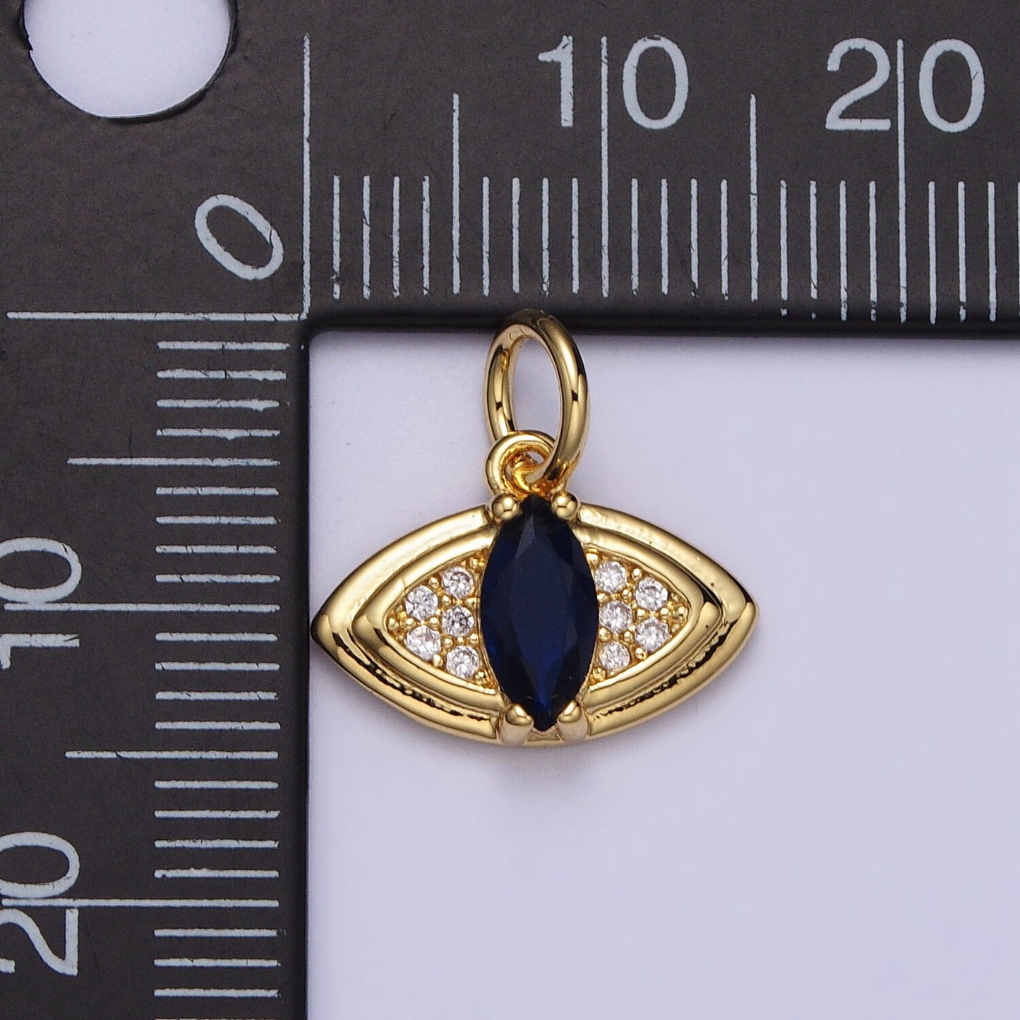 24K Gold Filled Evil Eye Charm Micro Paved Blue Marquise CZ Protection Charm Amulet Jewelry Add on Char for Minimalist Jewelry | E453