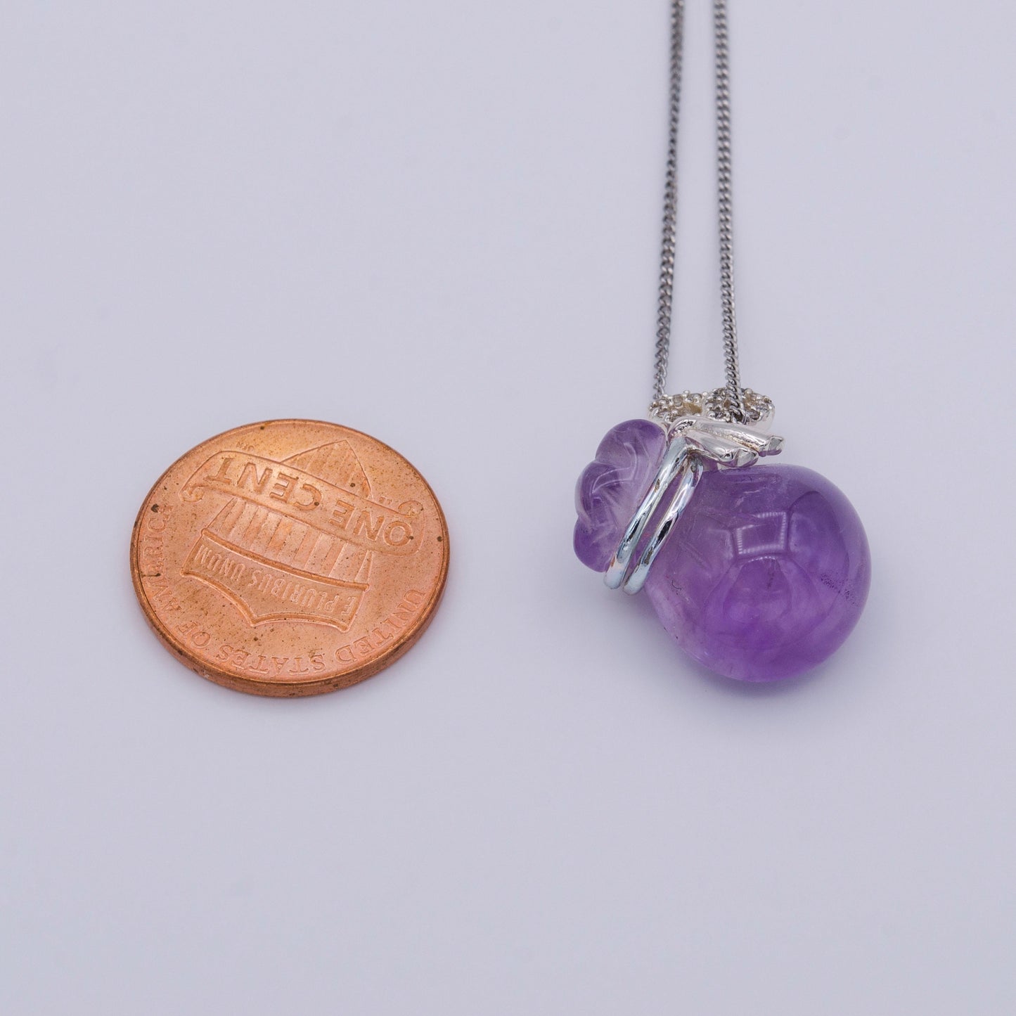 Purple Amethyst Money Bag Necklace 925 Sterling Silver Chain Lucky Money Bag Charm Cubic Zirconia for Minimalist Jewelry Gift Idea Christmas