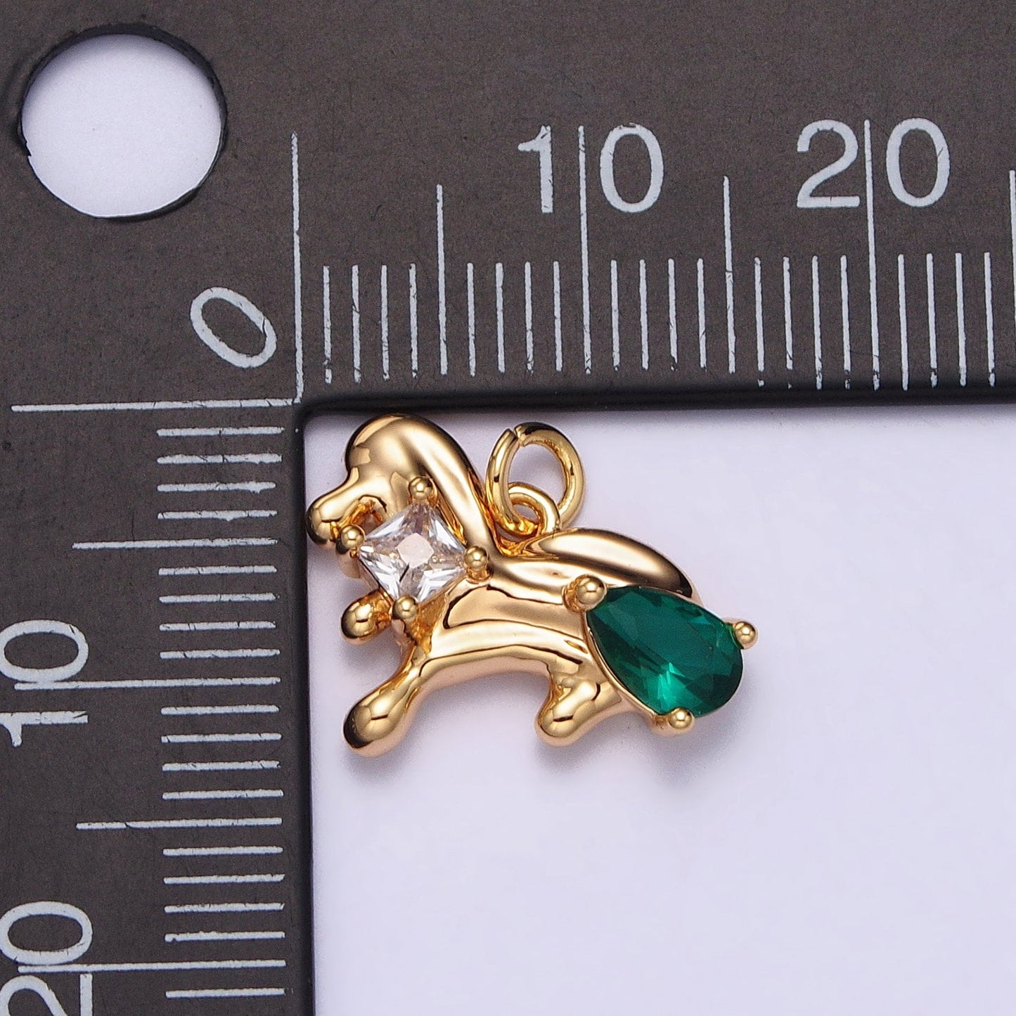 Tiny CZ Dog Pendant, Animal Charm Jewelry Supplie in Gold For Earring Bracelet Necklace Component AC060