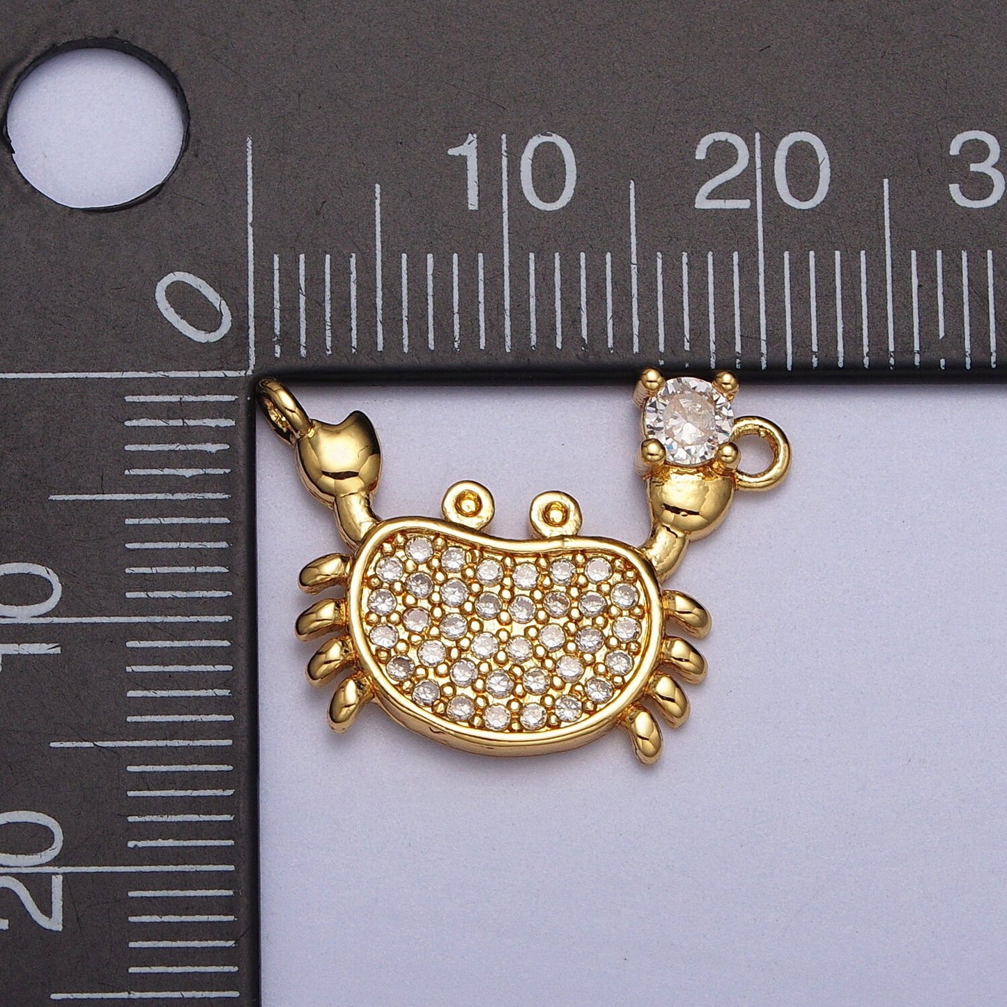 24k Gold Filled Crab Charm Connector Silver CZ Micro Pave Crab Link Connector for Necklace Bracelet Under The Sea Animal Charms Y675