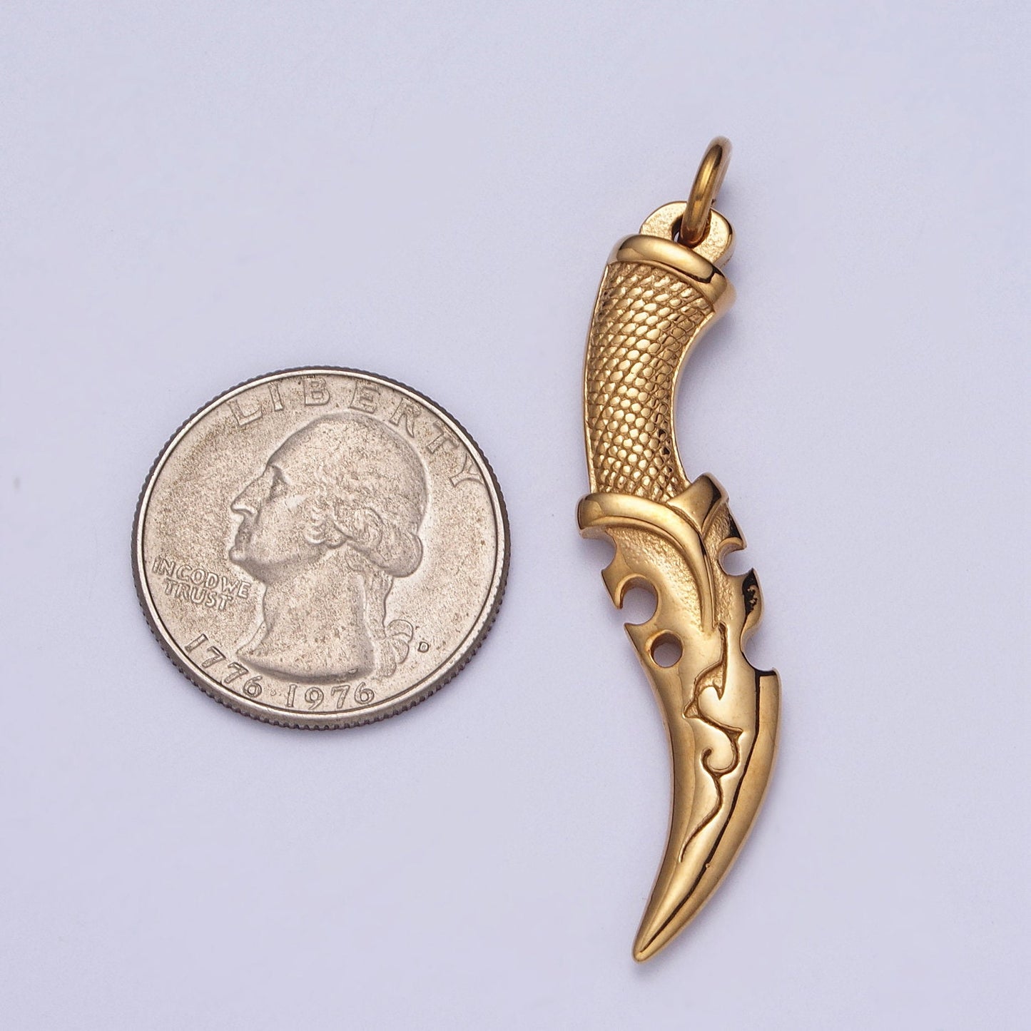 Big Gold Dagger Pendant Necklace Stainless Steel Sword Men Necklaces Gift / Unisex Jewelry Making Supply for Craft Supply J-460