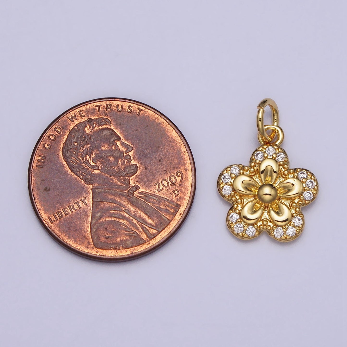 Dainty Gold Flower Charm Cubic Floral Pendant for Bracelet Necklace Earring Component Jewelry Making Supply AC202