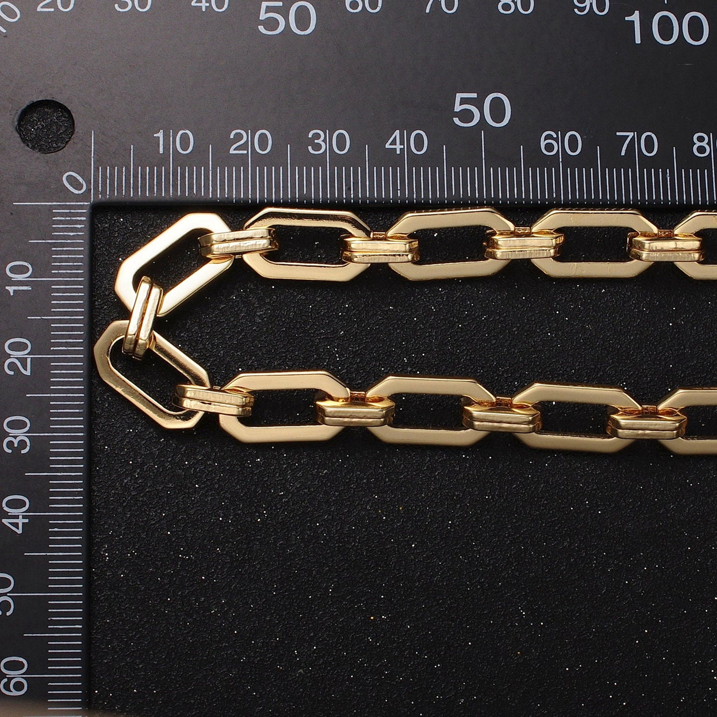 16K Gold Filled 9mm Hexagonal Edged Paper Clip Unfinished Jewelry Making Bulk Unfinished Yard Chain in Gold & Silver | Roll-1159 Roll-1160
