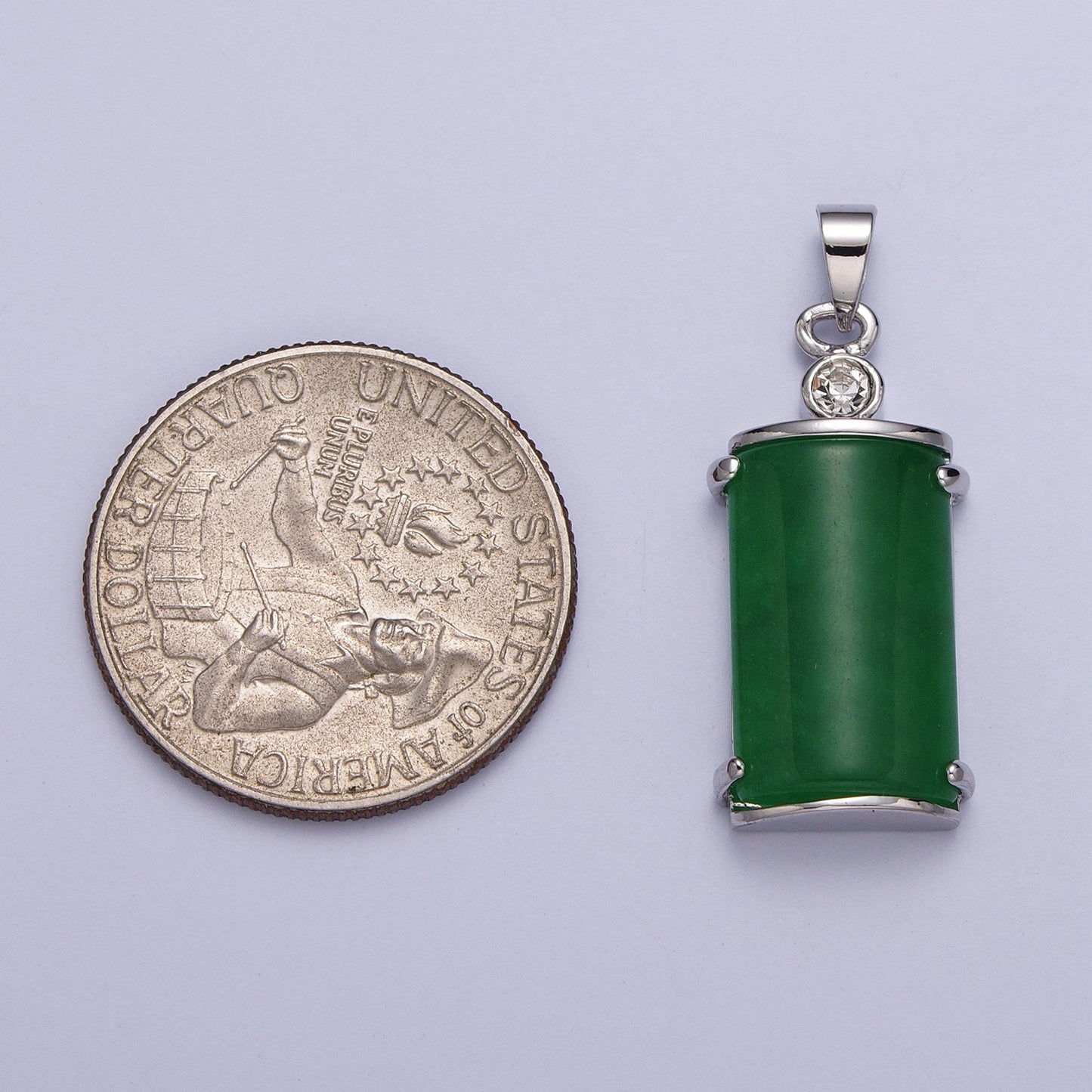 Natural Jade Pendant Charm Necklace with White Gold Filled Frame Genuine Dainty Green Jade Amulet Necklace for Silver Pendant AA101