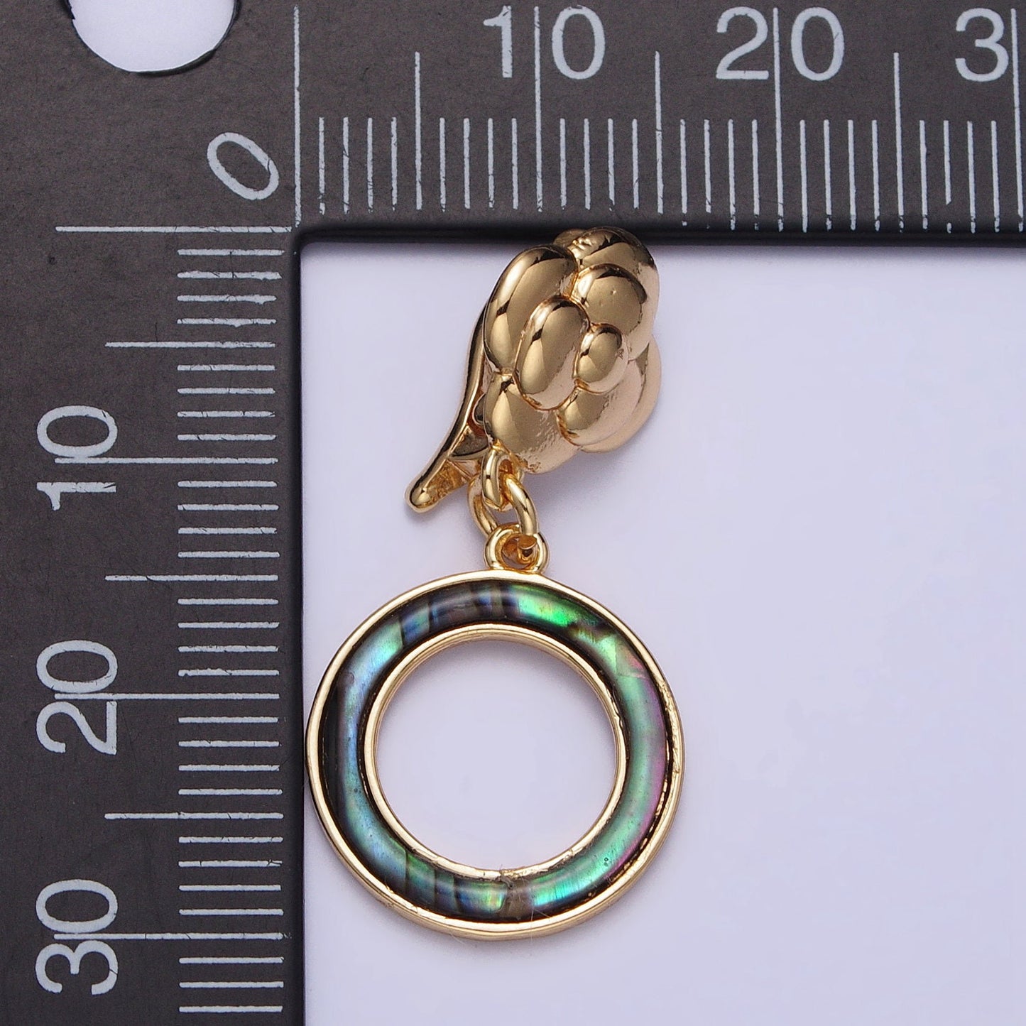 Abalone Shell Round Charms Shell Pearl Round Donut Pendant for Necklace Dangle Charm with Flower Bail For Minimalist Jewelry Z071