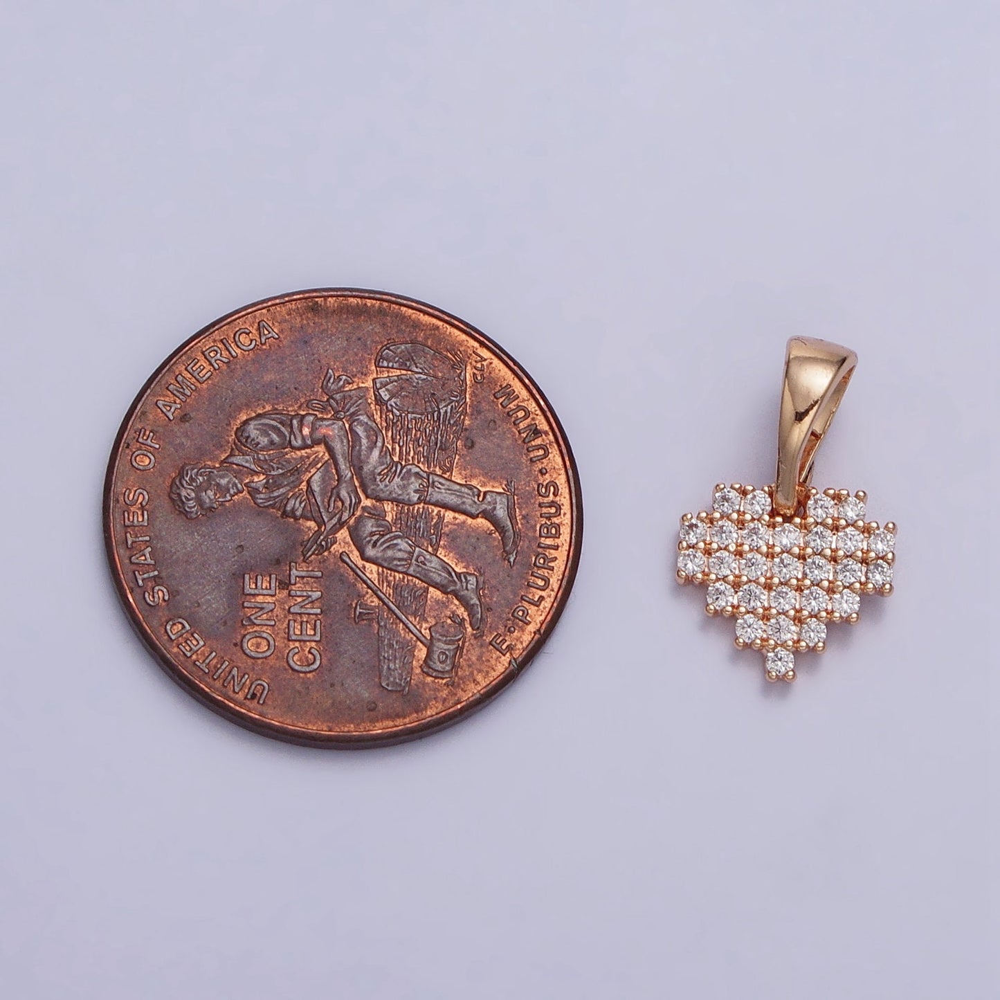 18K Gold Filled Clear Micro Paved CZ Heart Cubic Pinky Gold Pendant for Valentine Jewelry Making Supply | AA030