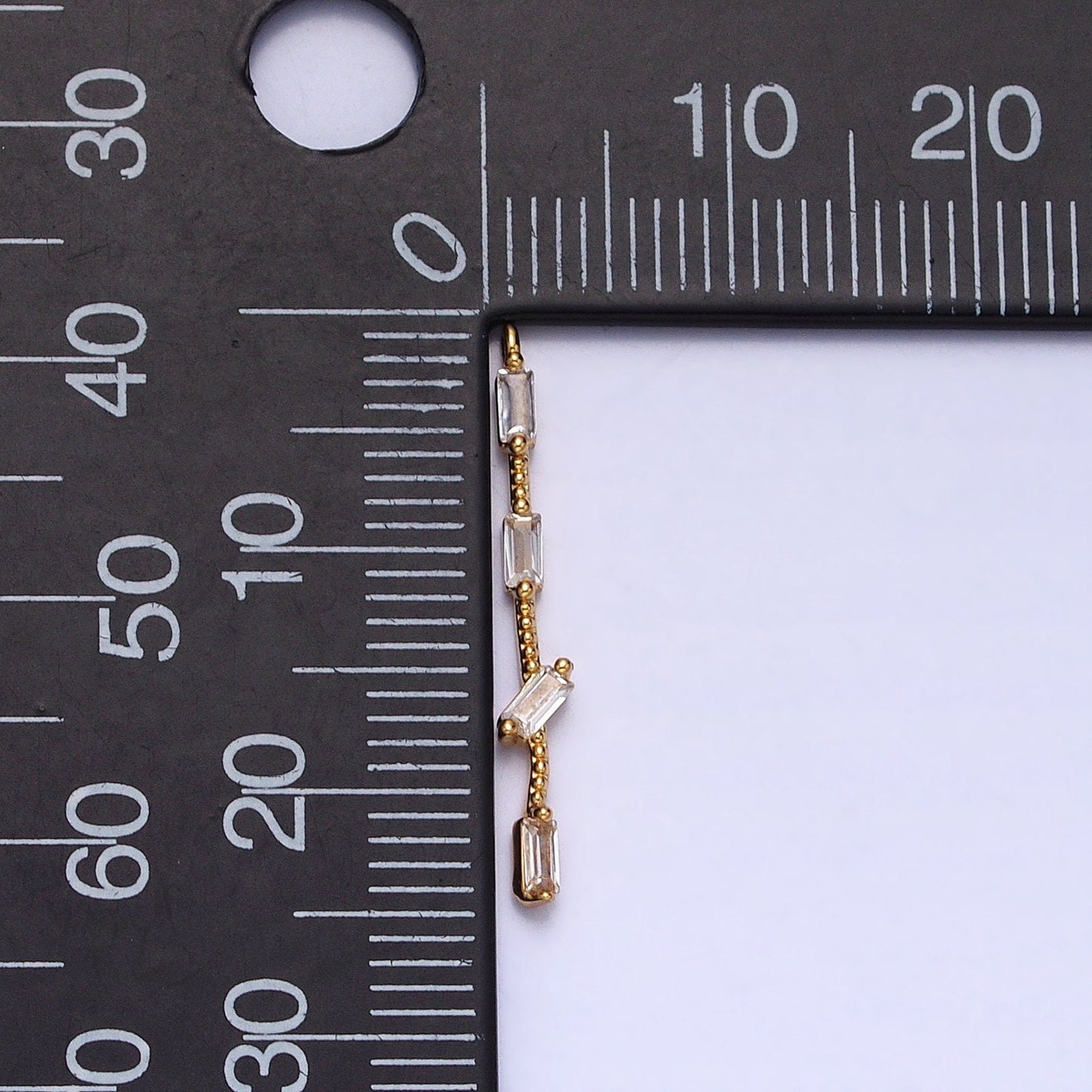 Thin Rope with four Baguette CZ Charm in Gold Silver AC414 AC415
