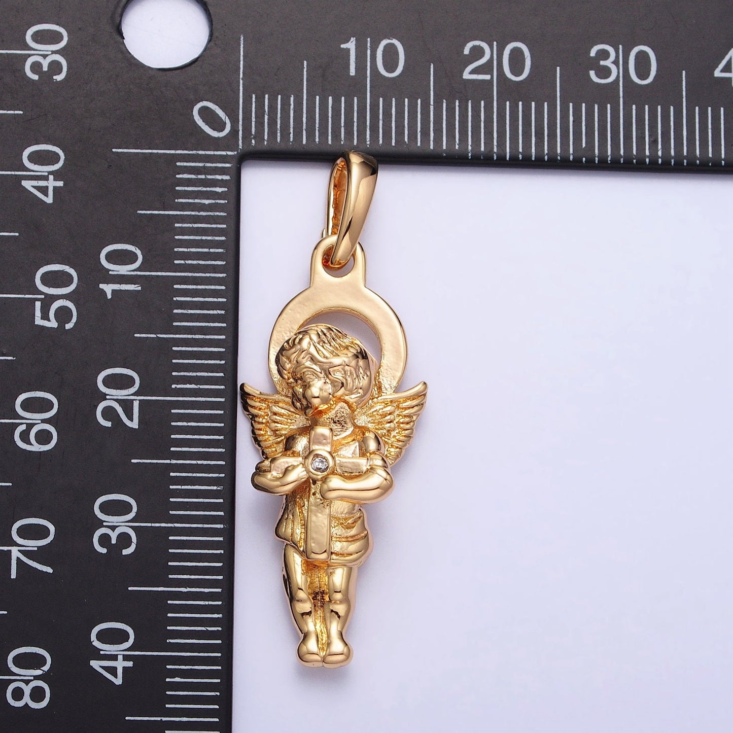 16K Gold Fill Guardian Angel Charm Cherub Pendant Baby Angel Charm Pendant for Protection Pendant DIY Jewelry Making Supply AA303