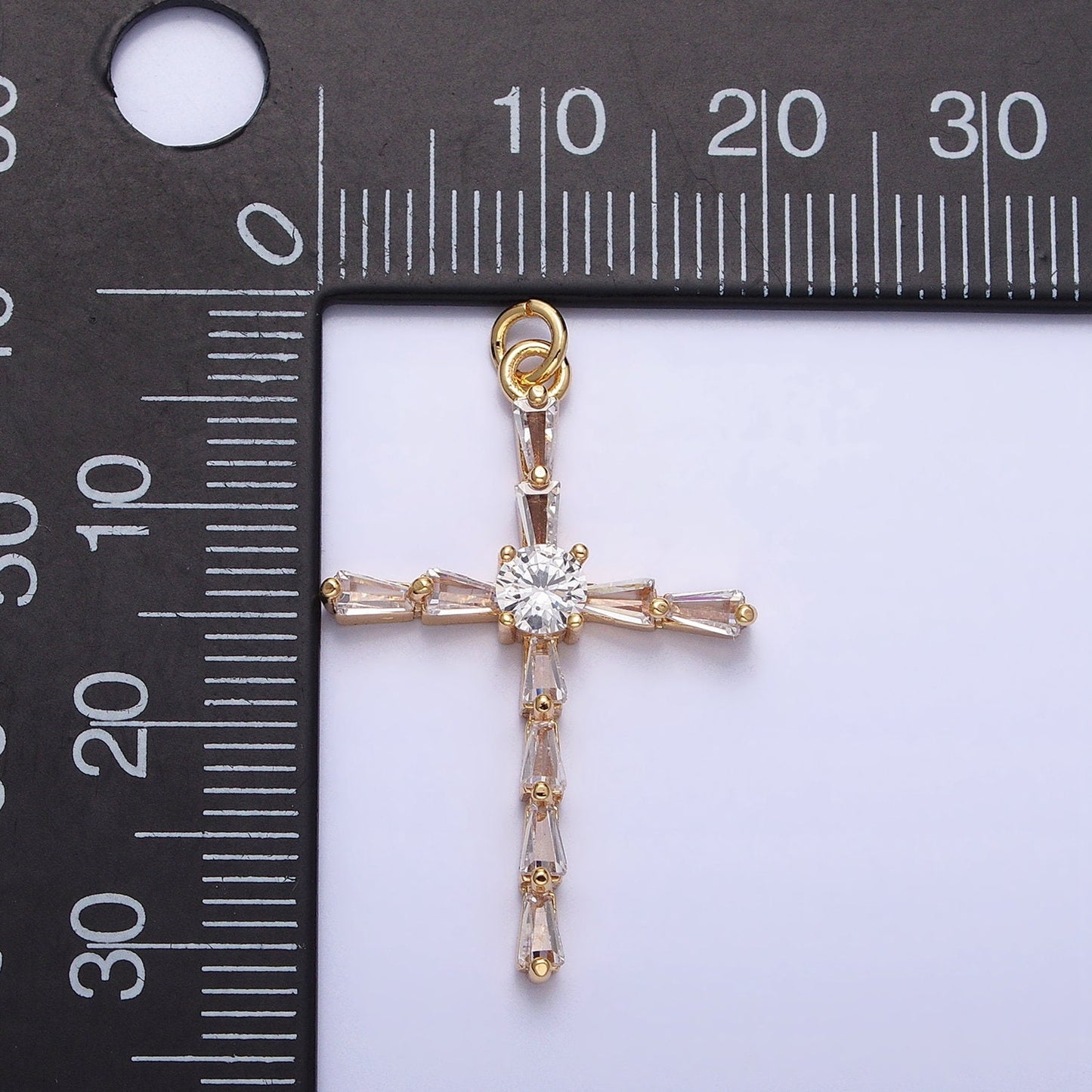 Dainty Cross Pendant , Victorian Gold Cross Charm add on charm Cubic Zirconia for Religious necklace earring AC735
