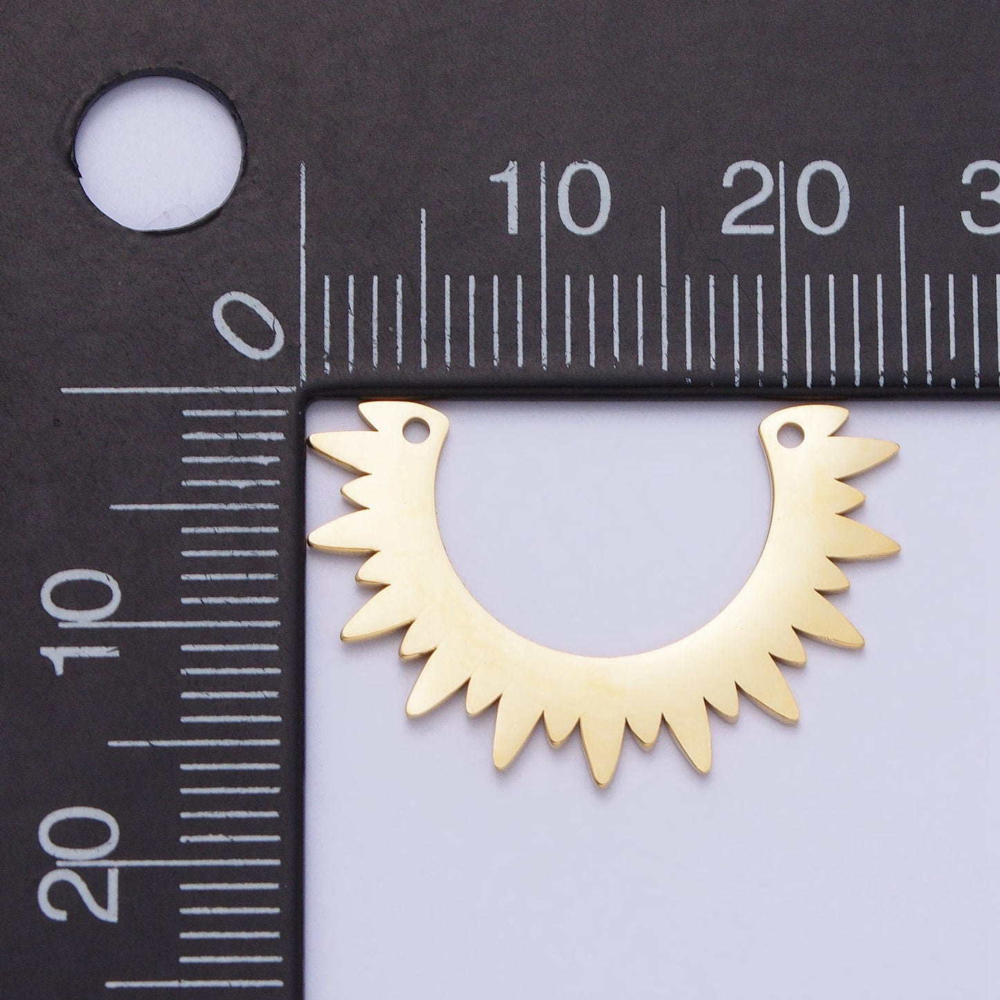 Half Sun Charm Stainless Steel Gold Sun Ray Charm Connector Lead Nickel Free Celestial Link Connector for Tribal Jewelry Necklace P-909