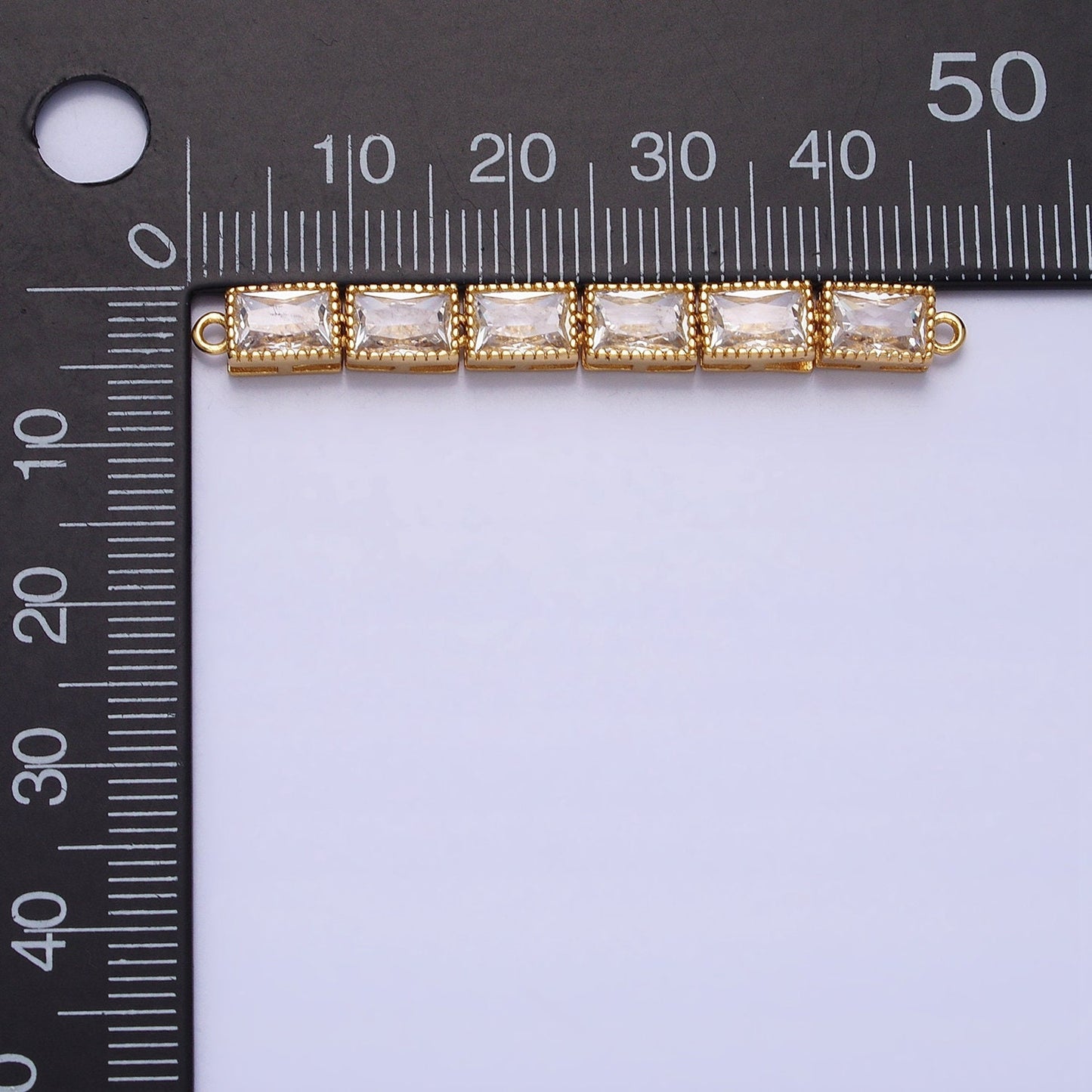 Bendable Gold Six Rectangle Long Bar Connector, CZ Micro Pave Silver Geometric Link Connector Necklace Jewelry Making Y-816