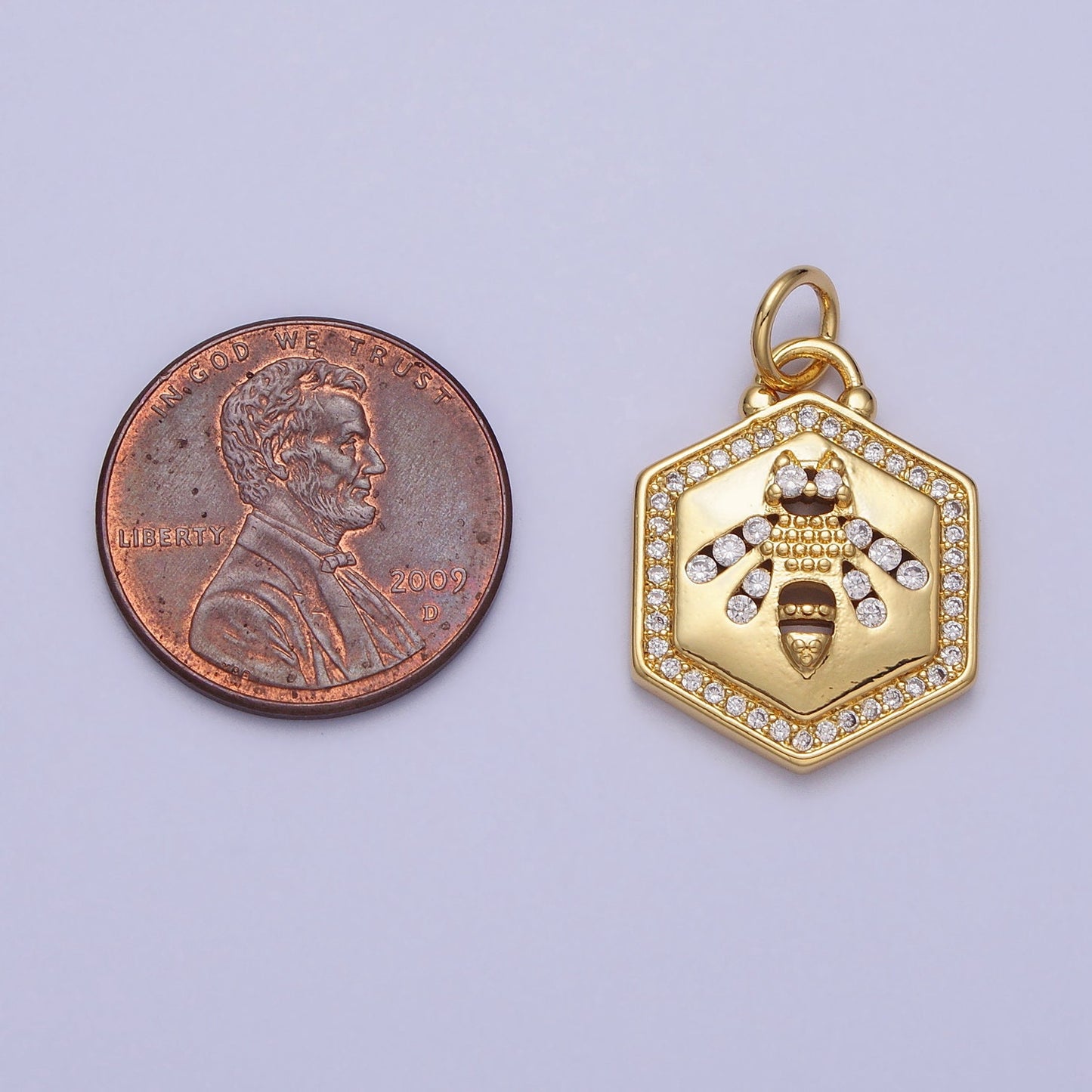 Mini Gold Plated Bee Charm Necklace Bracelet Earring Supply Micro Pave CZ Charm AC378