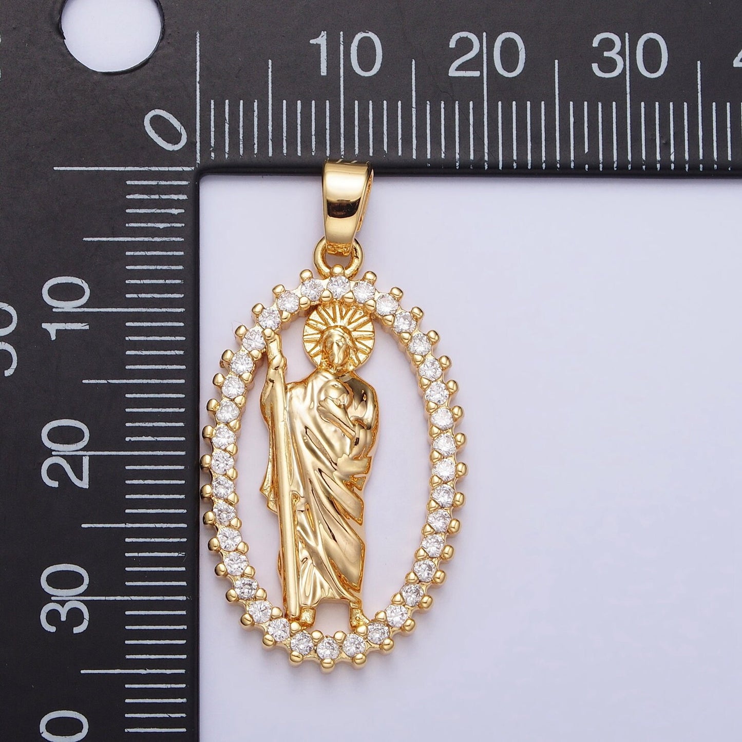 Saint Jude Pendant Oval Clear CZ Religious DIY Charm Jewelry Necklace Bracelet Earring AA401 AA402