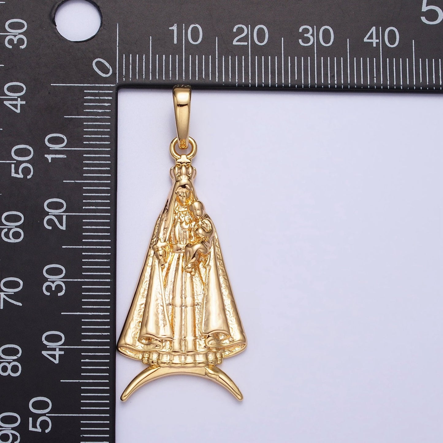 Gold Plated over Brass Pendant Our Nossa Senhora Aparecida Charm Pendant Catholic Religious Jewelry Making Supply AA176