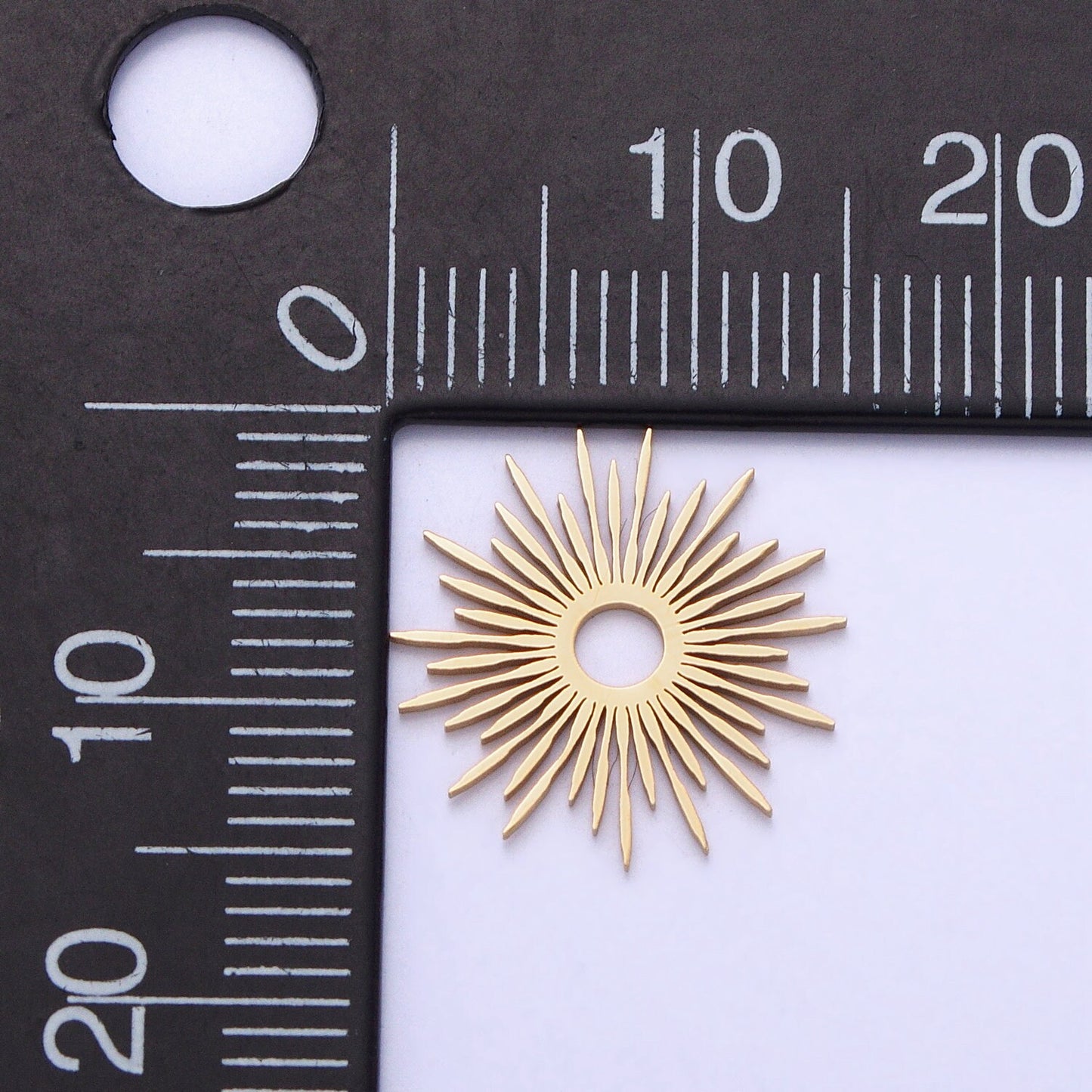 Dainty Stainless Steel Sunburst Charm in Gold Silver Medallion Sun Circle Pendant for Necklace Earring Lead Nickel Free Tarnish Free P-896