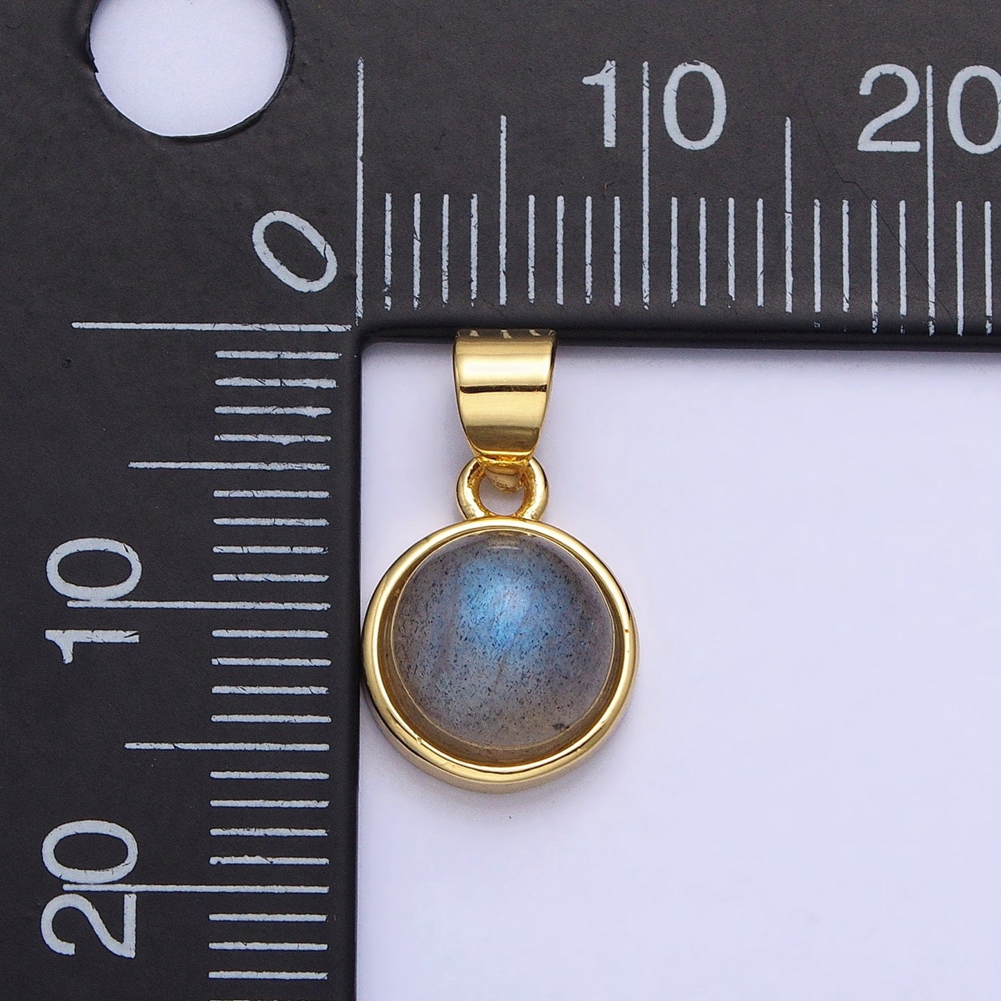 24K Gold Filled Rose Quartz, Aventurine, Labradorite, Blue Agate, Amethyst Round Pendant | AA195 - AA199