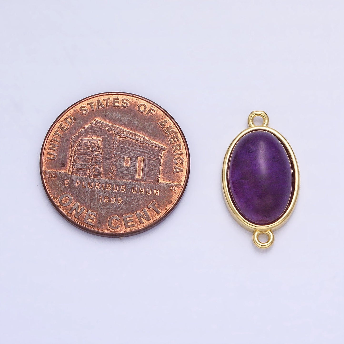 Oval Rose Quartz Link Connector in 24k Gold Filled Charm Connector Nature Healing Stone Cabochon Link Connector Y-838