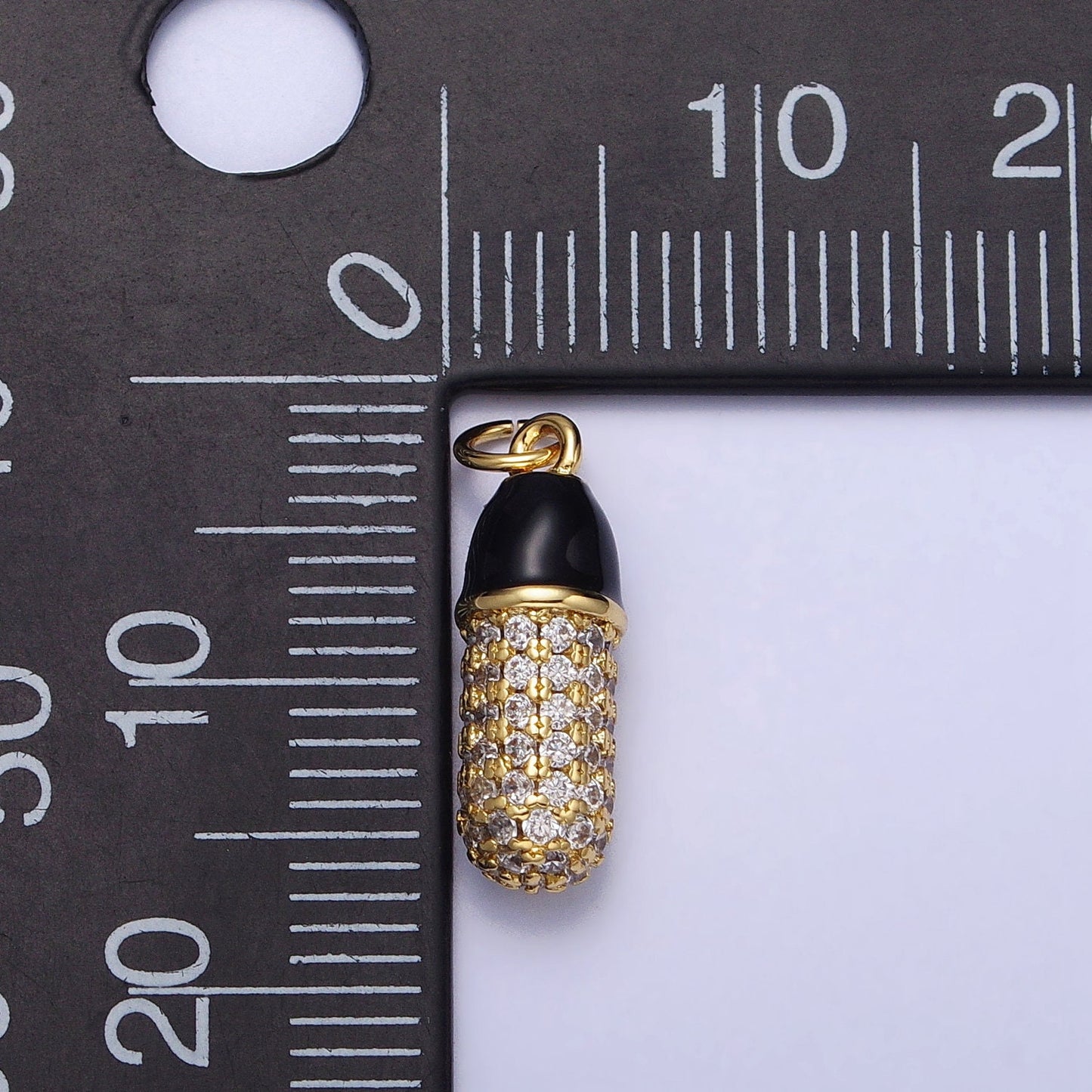 Silver CZ 14K Gold Filled Pill Bar Charm CZ White Enamel Pill Pendant for Bracelet Necklace Earring Component Supply AC402