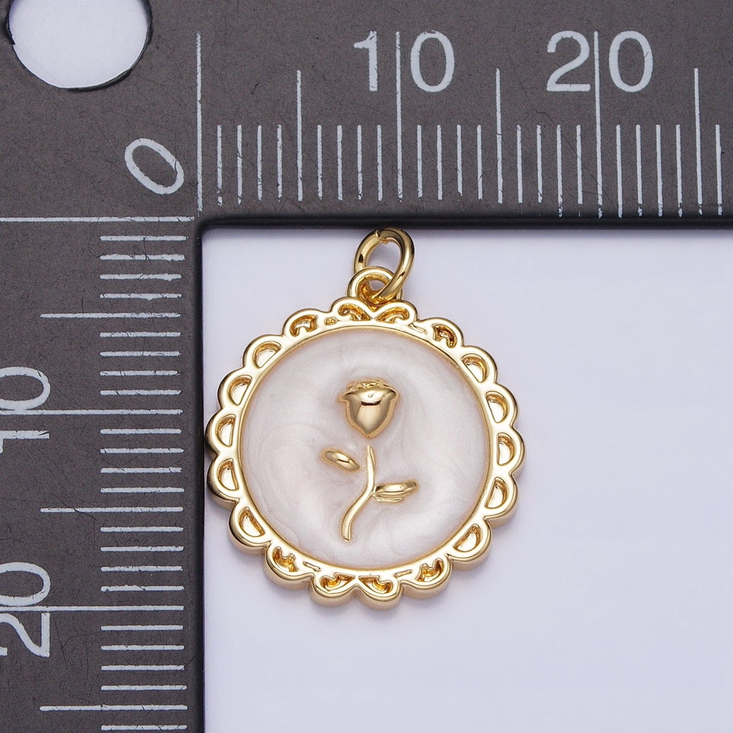 1Pc Gold Flower Star Rose Charms Blue, White, Pink Enamel Floral charm Decorative Round Disc Charm Medallion for Necklace Bracelet AC643
