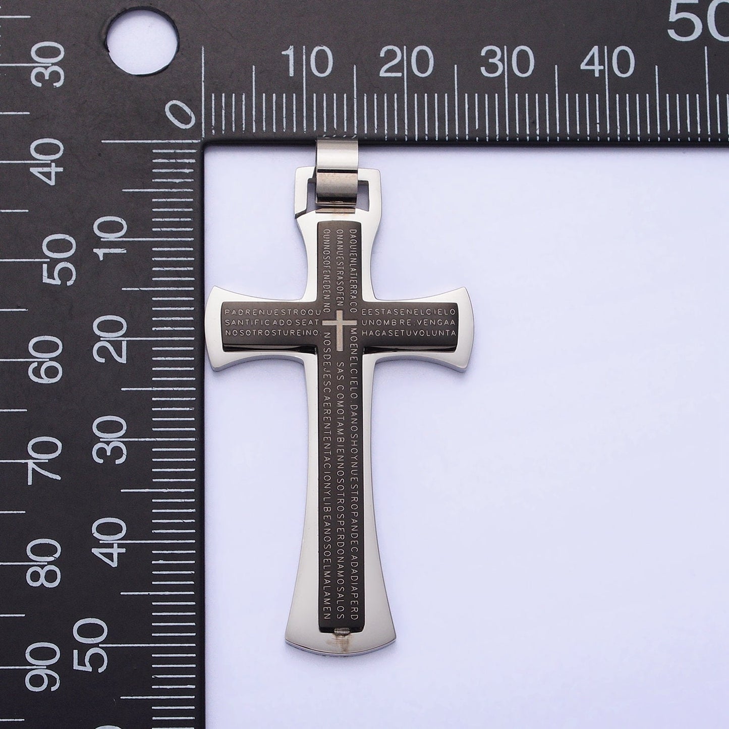 Stainless Steel Geometric Engraved Religious Cross Pendant in Silver Blue Black | P-1151 P-1152