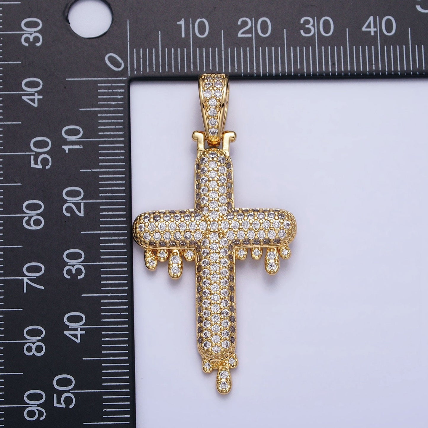 Iced Out Cubic Cross Pendant in 16k Gold Filled Charm for Hip Hop Religious Statement Jewelry AA377 AA378