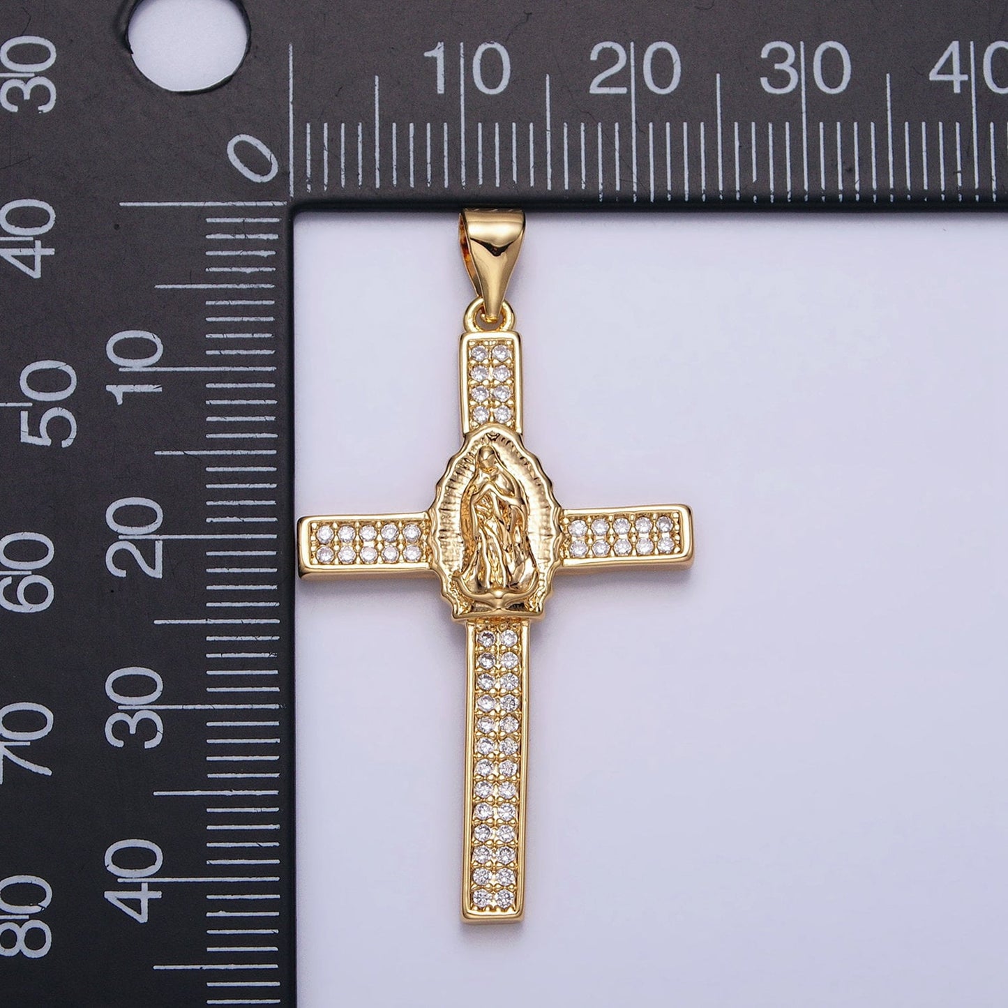 16k Gold Filled Lady Guadalupe Virgin Mary Cross Necklace Pendant Cross Charm Catholic Religious Jewelry Supply
