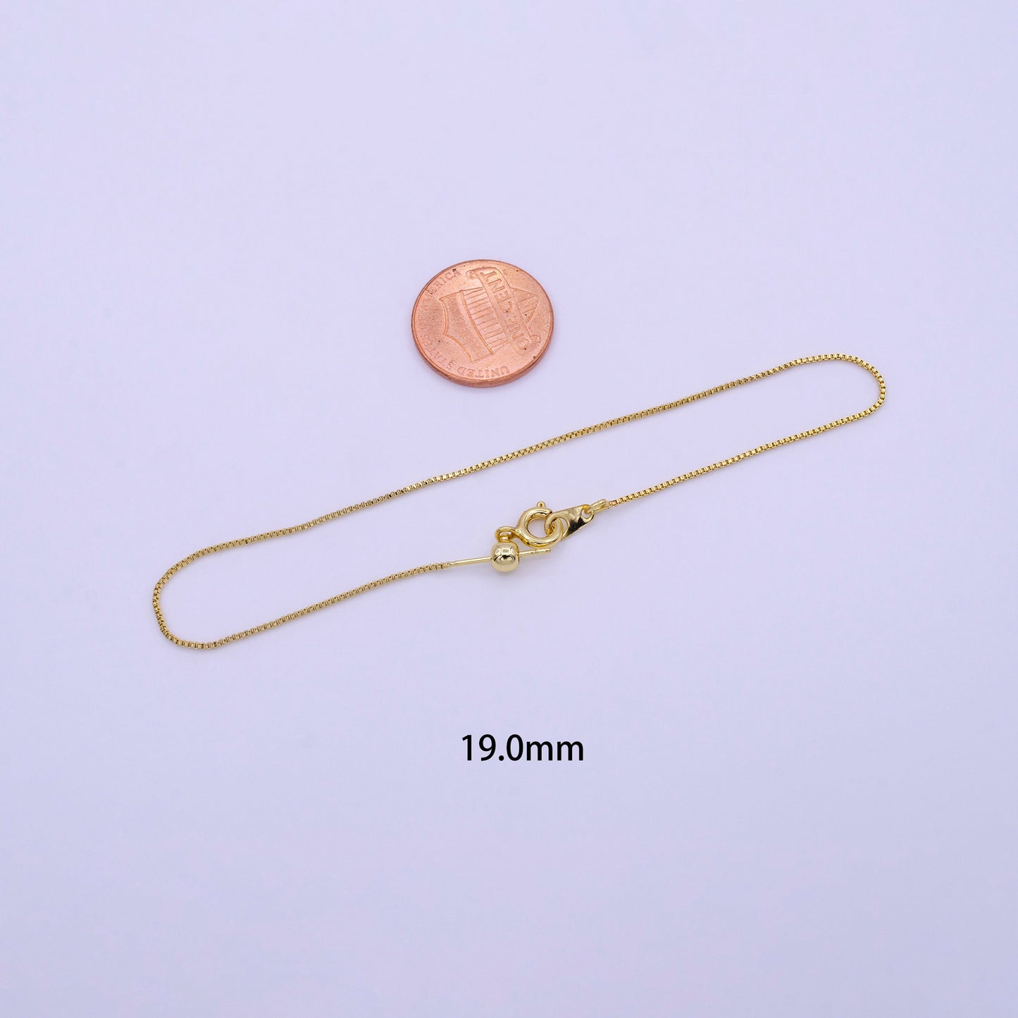 Fine 24k Gold Filled Chain Necklace, Adjustable Gold Chain, Fine Box Link Neck Chain, Thin Simple Layering Chain 19" Long Z360