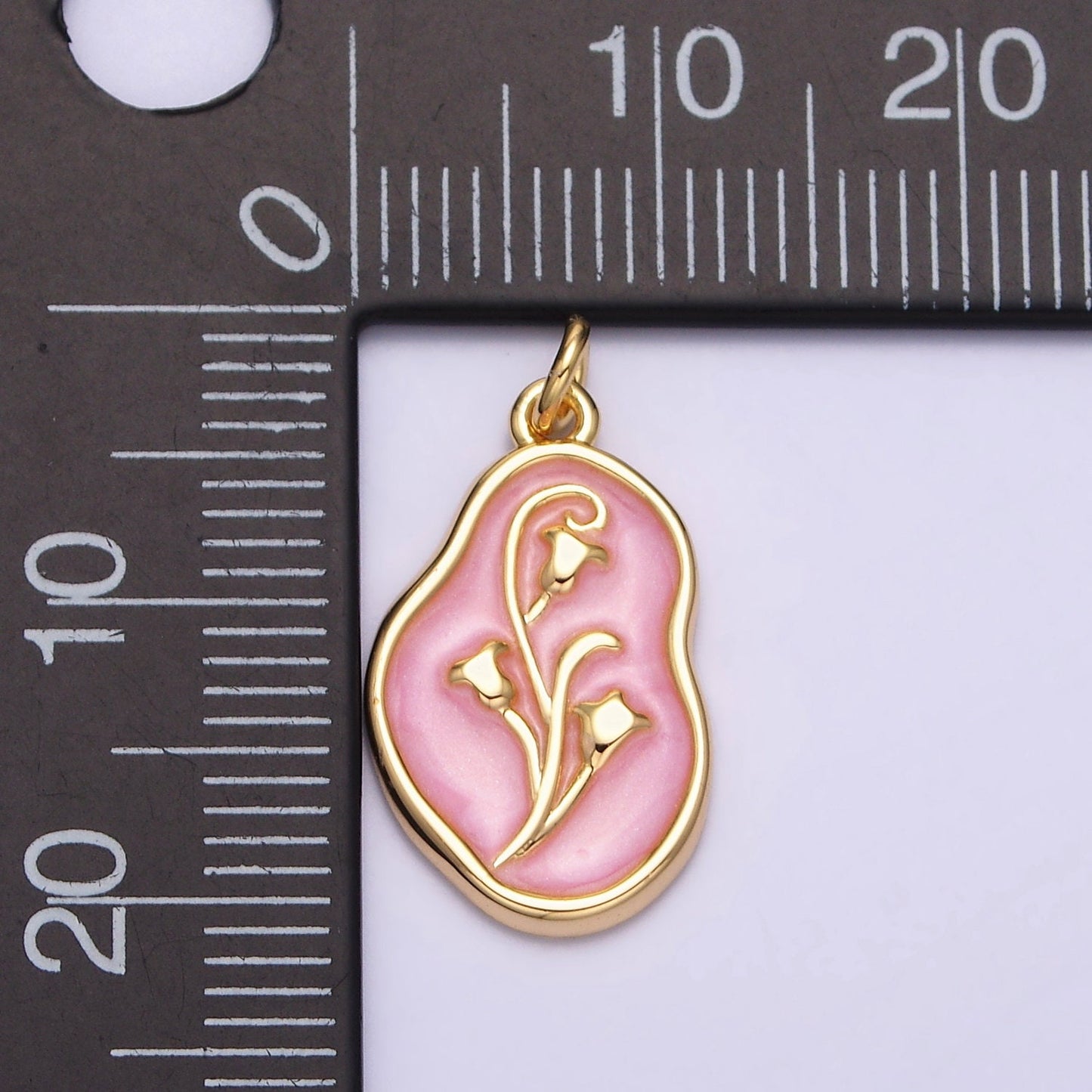 1Pc Gold Tulip Charms Blue, White, Pink Enamel Flower charm Abstract Oval Charm Medallion for Necklace Bracelet AC1117
