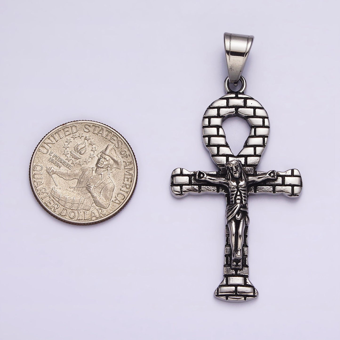 Stainless Steel Religious Ankh Cross Pendant in Silver Gold | AB1251 AB1253